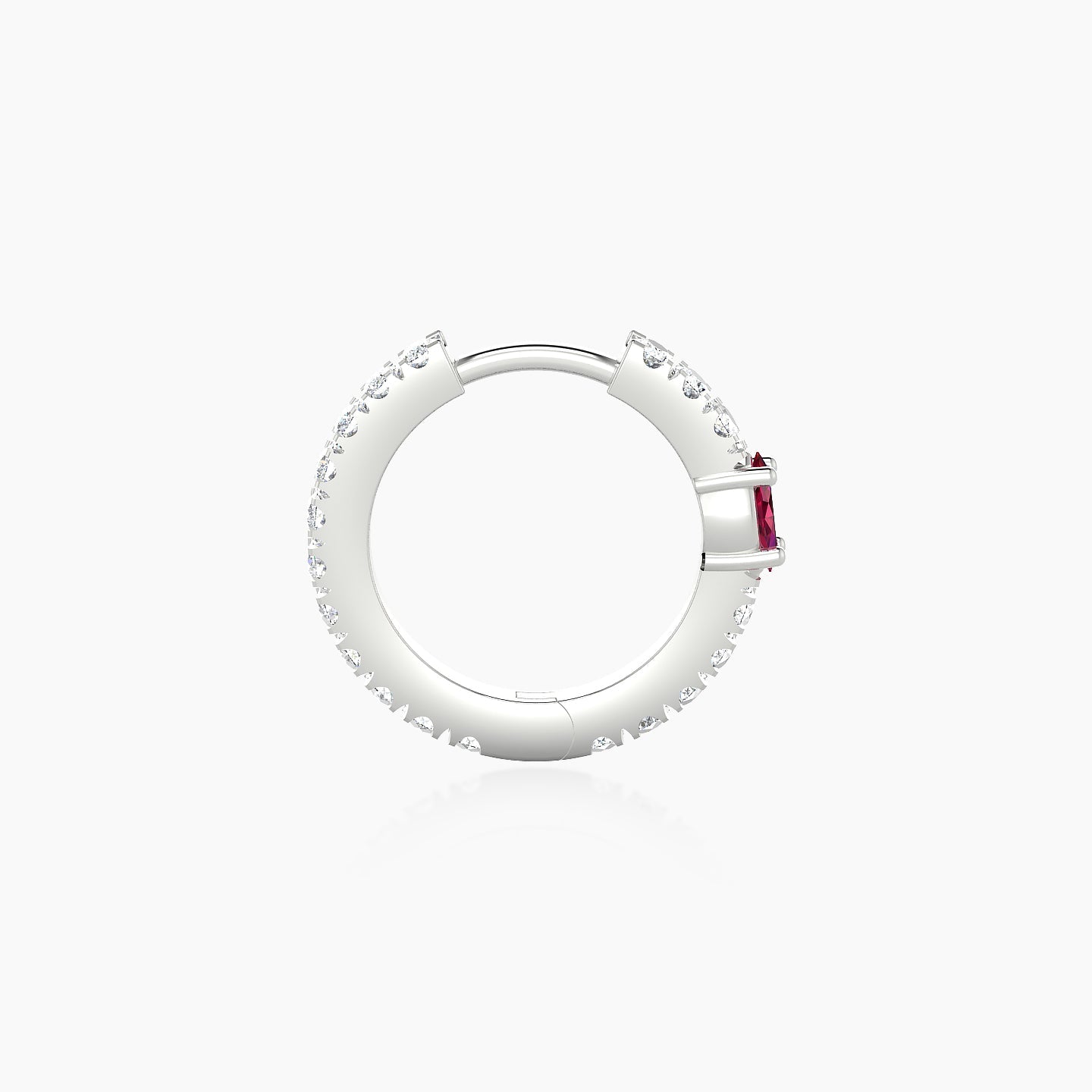 Inanna | 18k White Gold 8 mm Marquise Ruby & Diamond Hoop Piercing