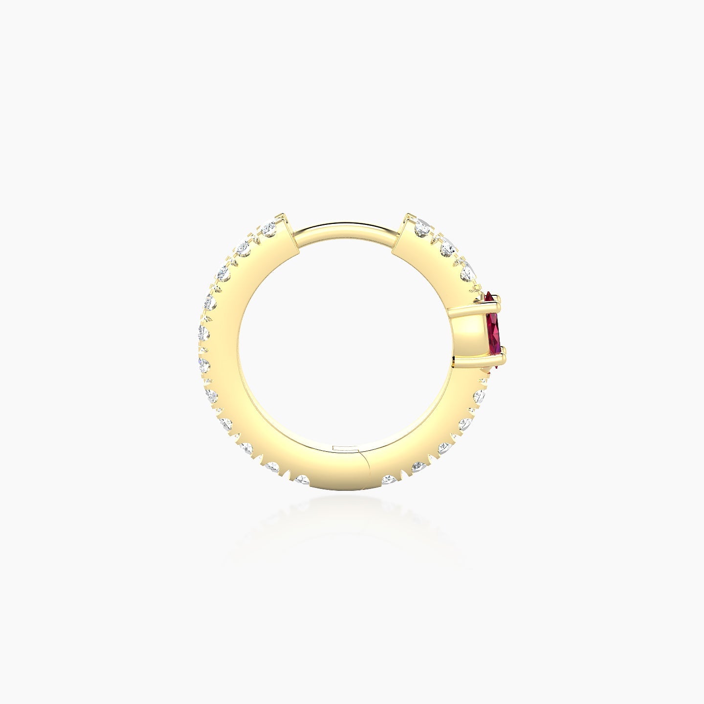 Inanna | 18k Yellow Gold 8 mm Marquise Ruby & Diamond Hoop Piercing