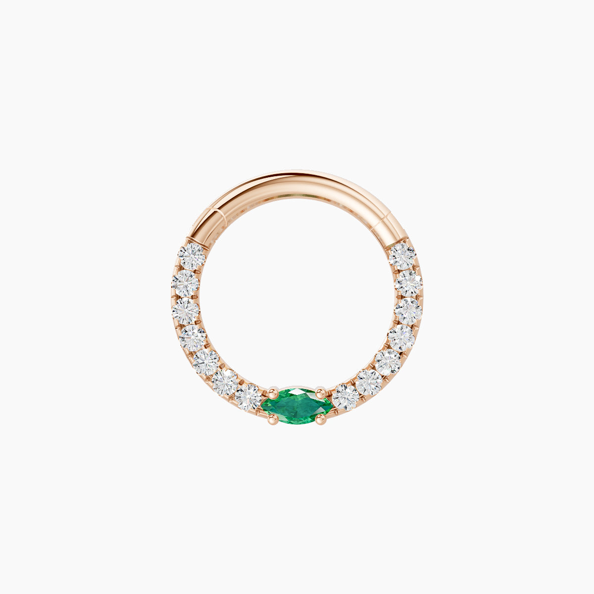 Inanna | 18k Rose Gold 8 mm Marquise Emerald & Diamond Septum Piercing