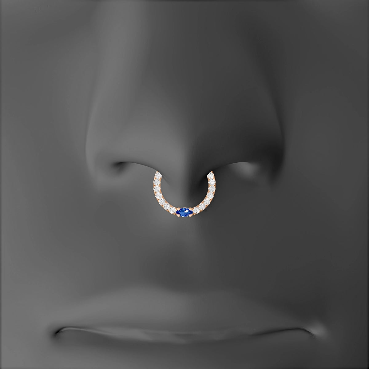 Inanna | 18k Rose Gold 8 mm Marquise Sapphire & Diamond Septum Piercing