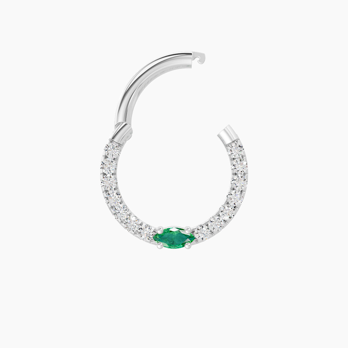 Inanna | 18k White Gold 8 mm Marquise Emerald & Diamond Septum Piercing
