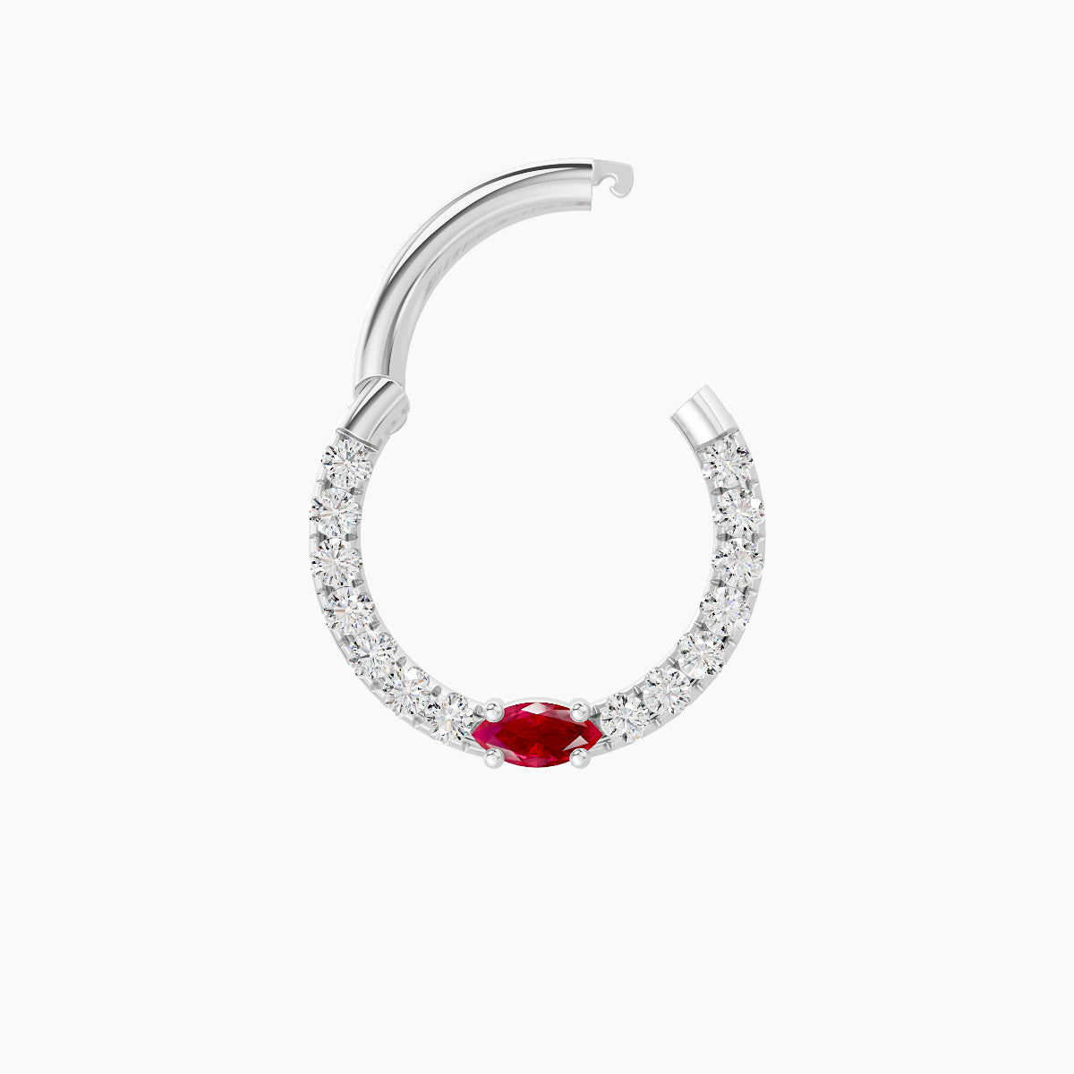Inanna | 18k White Gold 8 mm Marquise Ruby & Diamond Septum Piercing