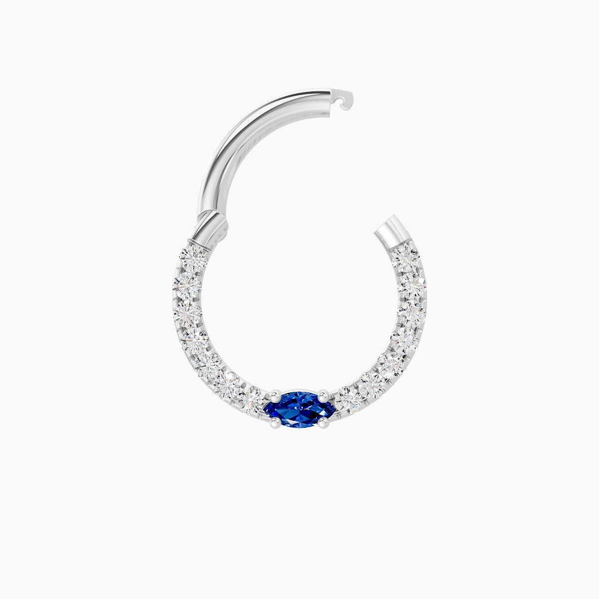 Inanna | 18k White Gold 8 mm Marquise Sapphire & Diamond Septum Piercing