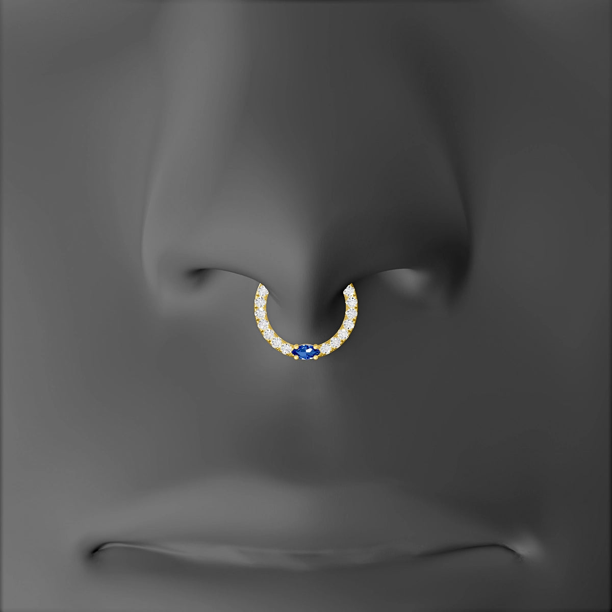 Inanna | 18k Yellow Gold 8 mm Marquise Sapphire & Diamond Septum Piercing
