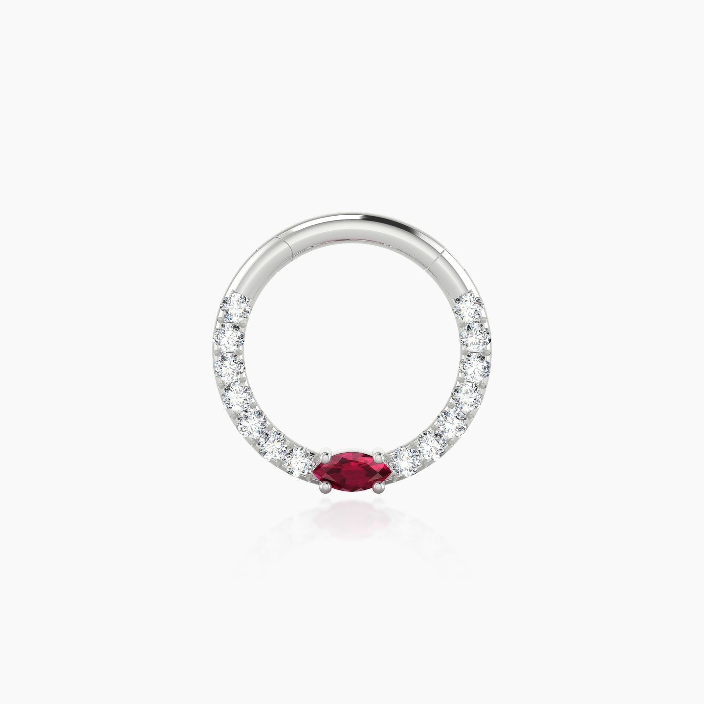 Inanna | 18k White Gold 8 mm Marquise Ruby & Diamond Septum Piercing