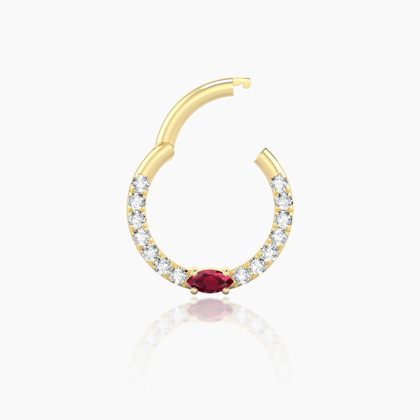 Inanna | 18k Yellow Gold 8 mm Marquise Ruby & Diamond Septum Piercing