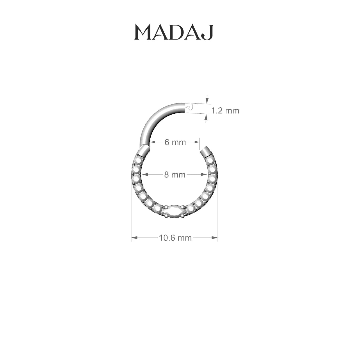 Inanna | 18k Yellow Gold 8 mm Marquise Emerald & Diamond Septum Piercing