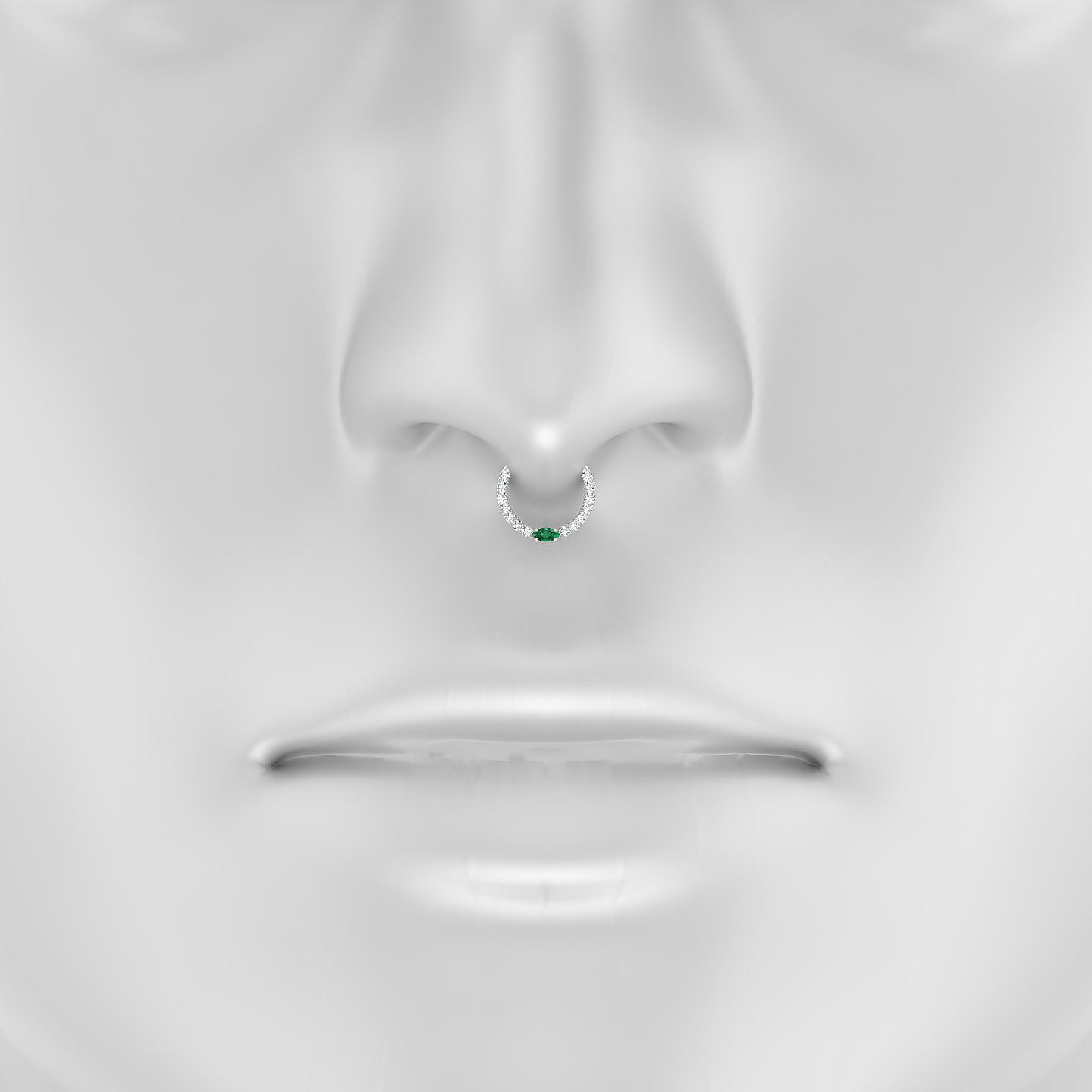 Inanna | 18k White Gold 8 mm Marquise Emerald & Diamond Septum Piercing