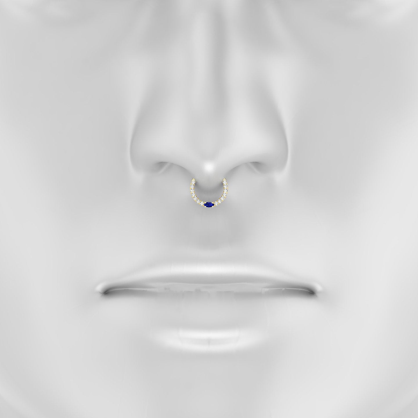 Inanna | 18k Yellow Gold 8 mm Marquise Sapphire & Diamond Septum Piercing