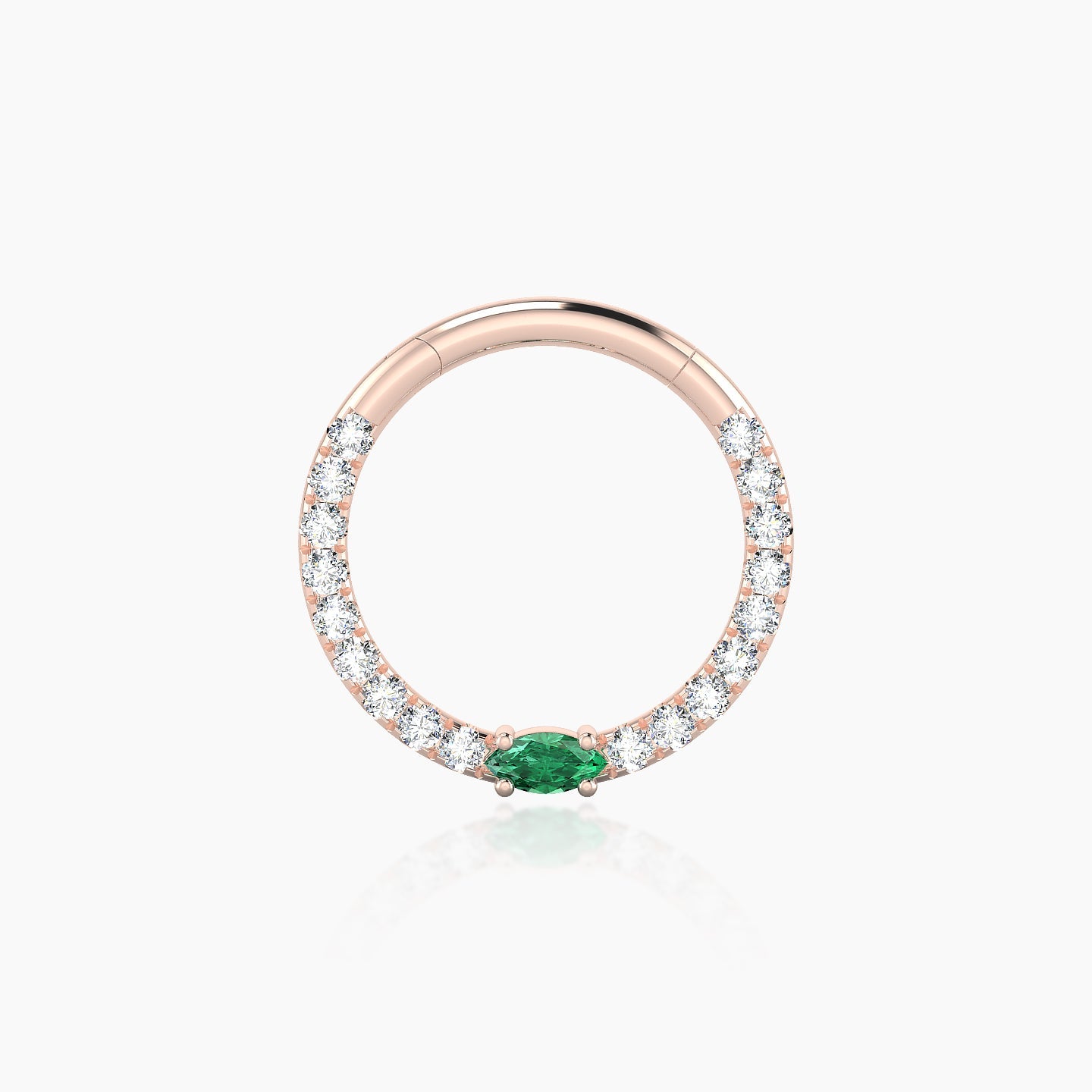 Inanna | 18k Rose Gold 9.5 mm Marquise Emerald & Diamond Daith Piercing