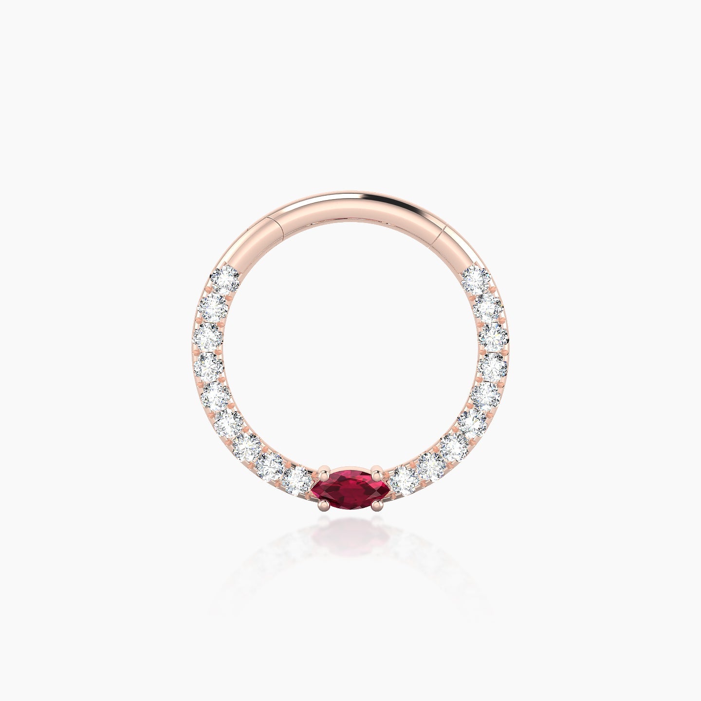 Inanna | 18k Rose Gold 9.5 mm Marquise Ruby & Diamond Daith Piercing