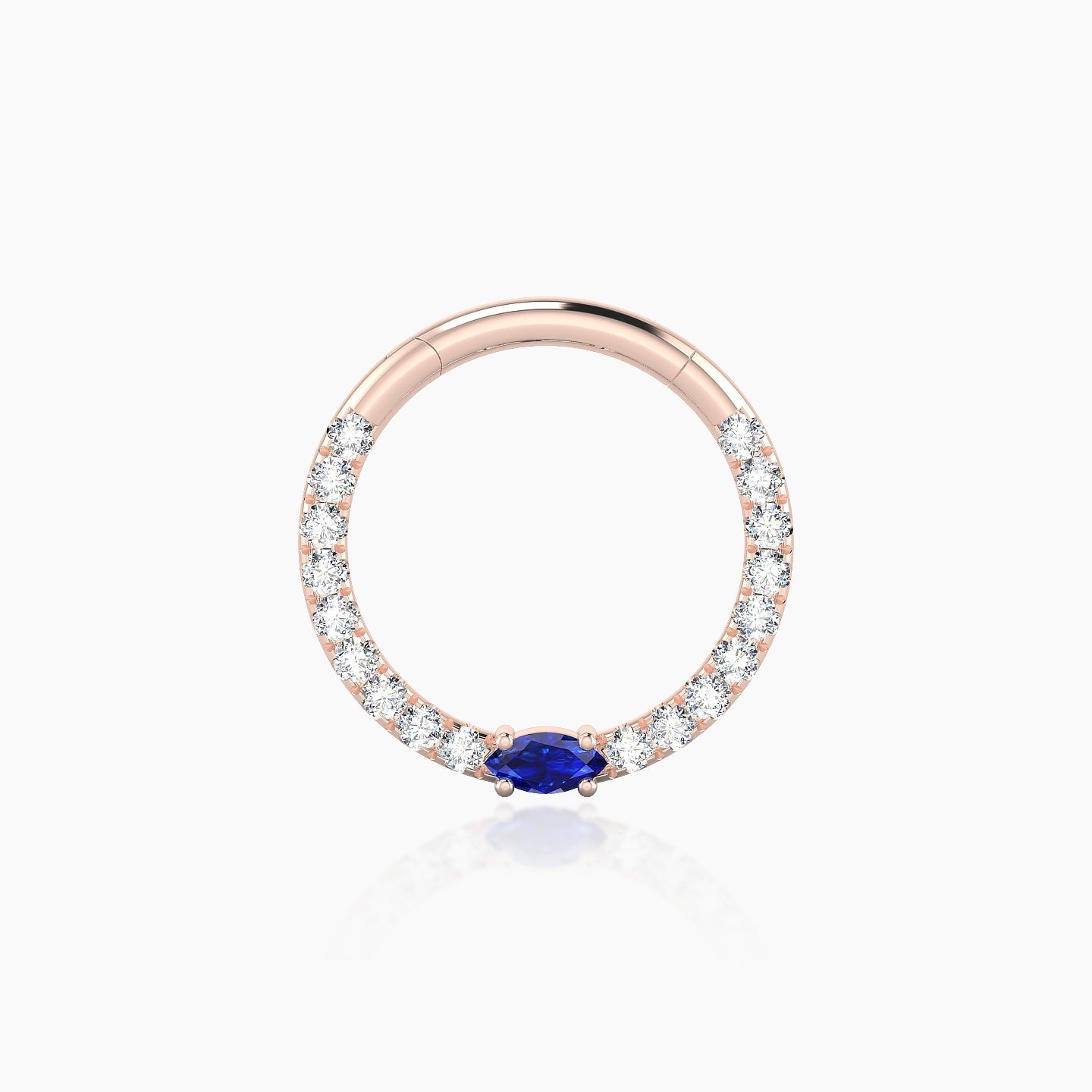 Inanna | 18k Rose Gold 9.5 mm Marquise Sapphire & Diamond Daith Piercing