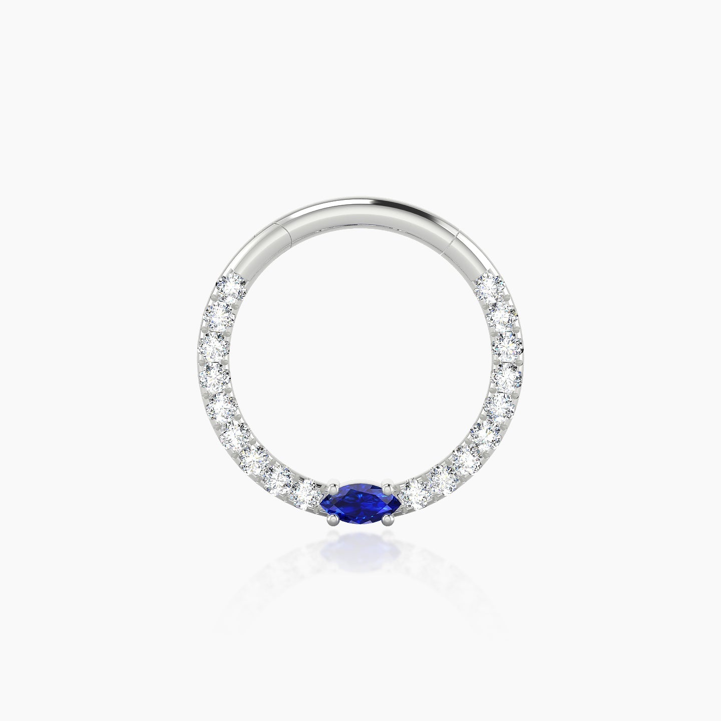 Inanna | 18k White Gold 9.5 mm Marquise Sapphire & Diamond Daith Piercing