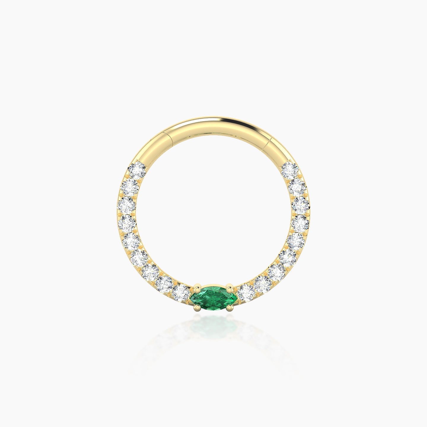 Inanna | 18k Yellow Gold 9.5 mm Marquise Emerald & Diamond Daith Piercing