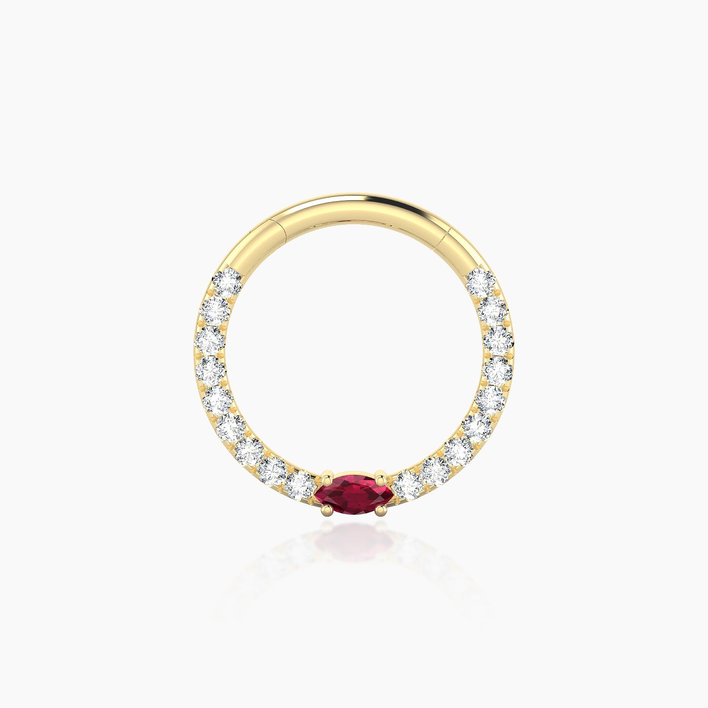 Inanna | 18k Yellow Gold 9.5 mm Marquise Ruby & Diamond Daith Piercing