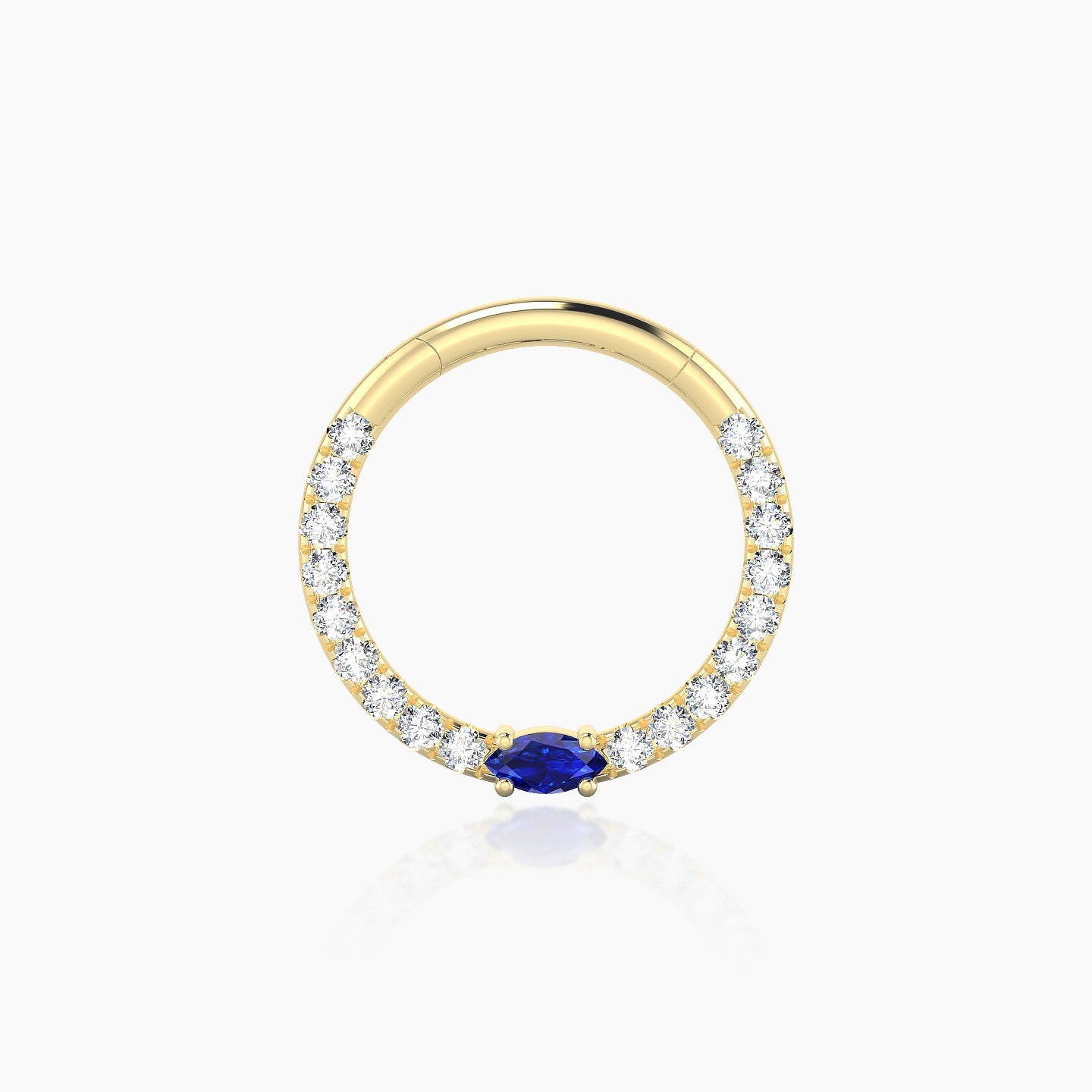 Inanna | 18k Yellow Gold 9.5 mm Marquise Sapphire & Diamond Daith Piercing