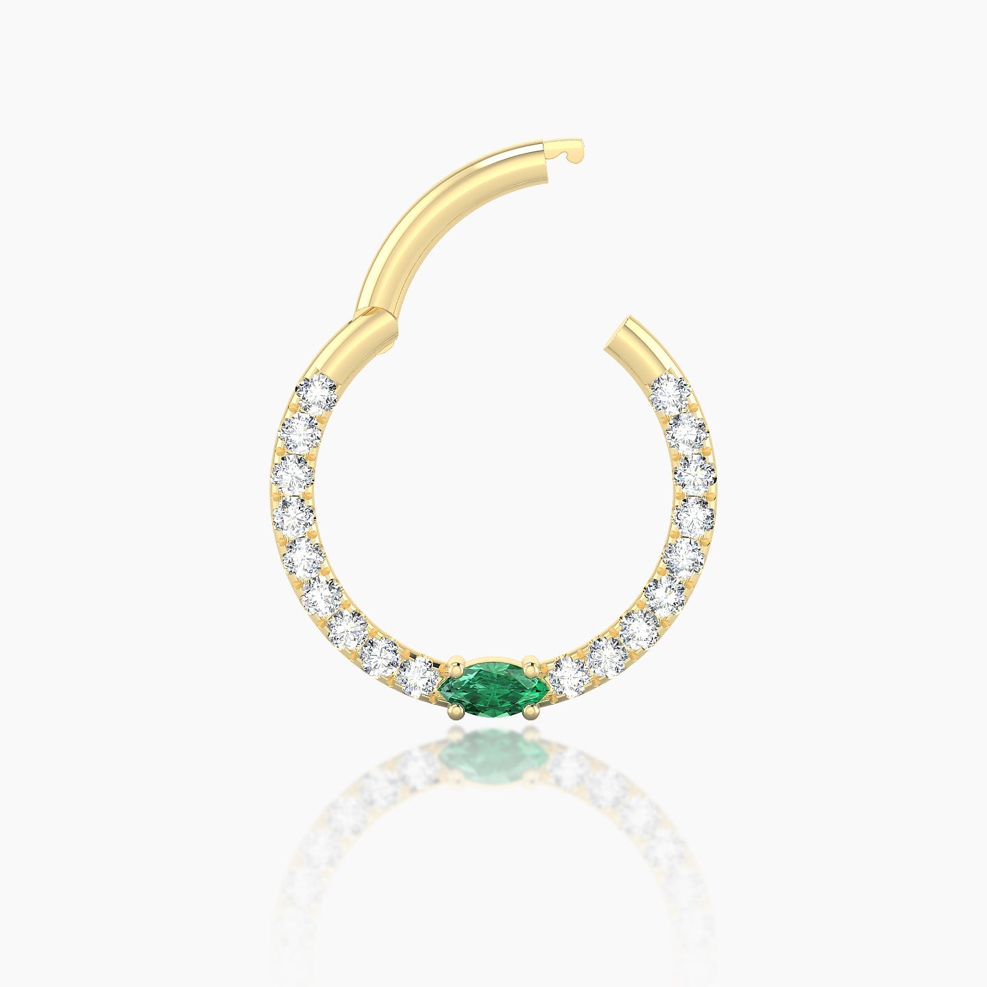 Inanna | 18k Yellow Gold 9.5 mm Marquise Emerald & Diamond Daith Piercing