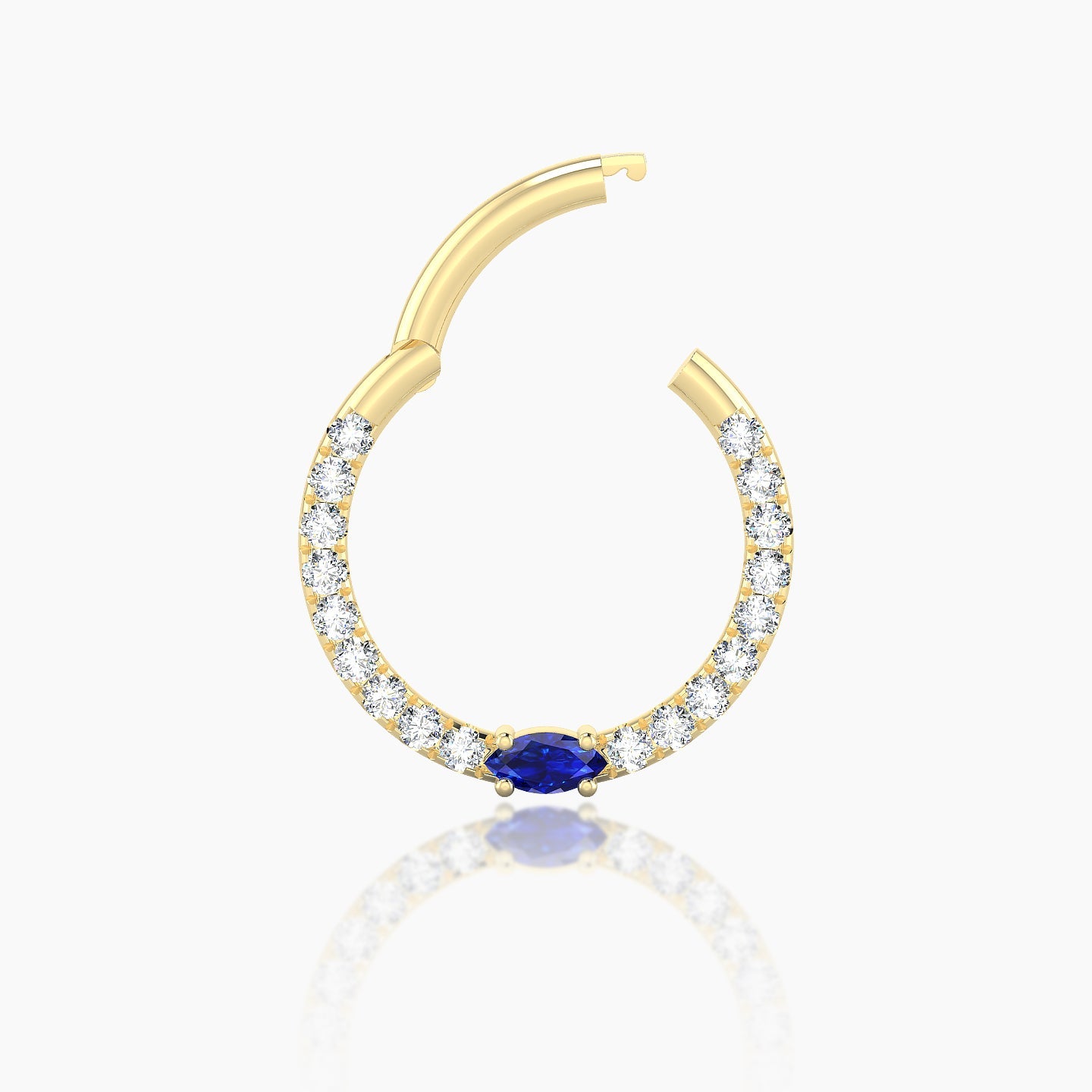 Inanna | 18k Yellow Gold 9.5 mm Marquise Sapphire & Diamond Daith Piercing