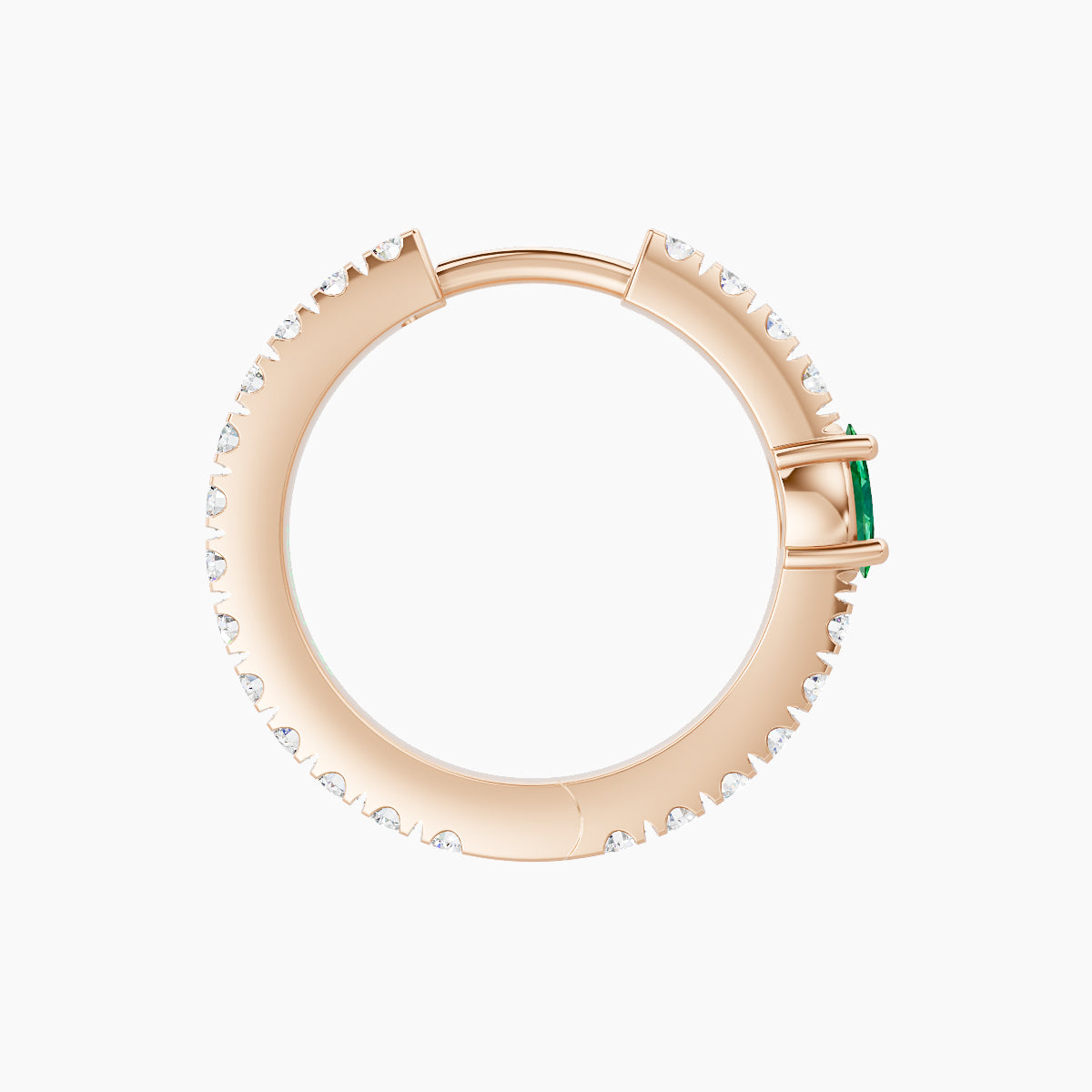 Inanna | 18k Rose Gold 9.5 mm Marquise Emerald & Diamond Hoop Piercing