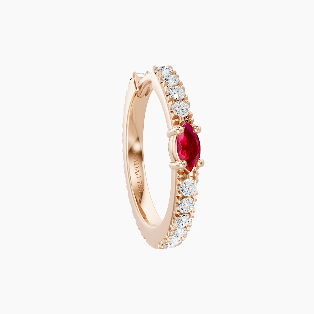 Inanna | 18k Rose Gold 9.5 mm Marquise Ruby & Diamond Hoop Piercing