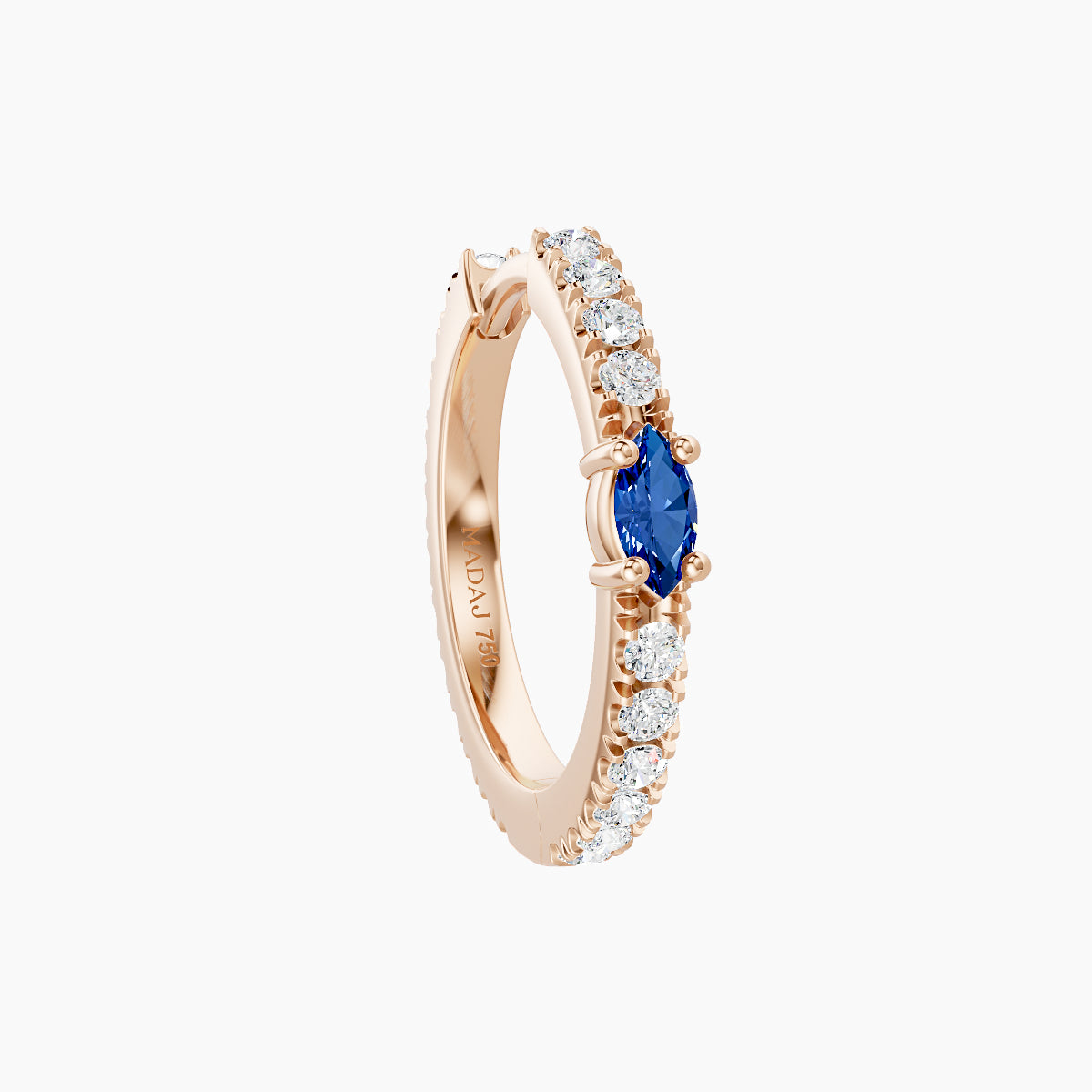 Inanna | 18k Rose Gold 9.5 mm Marquise Sapphire & Diamond Hoop Piercing