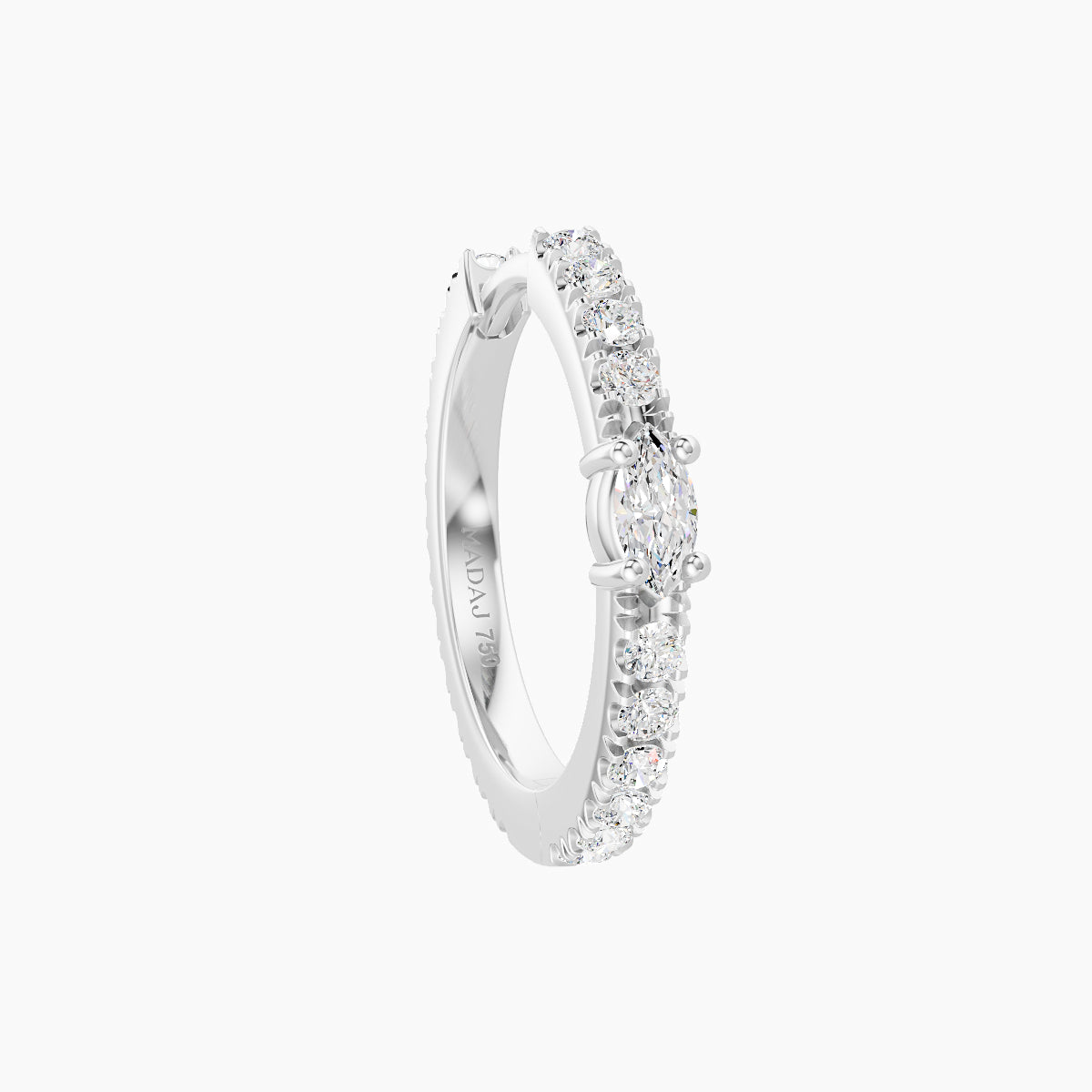 Inanna | 18k White Gold 9.5 mm Marquise Diamond Hoop Piercing