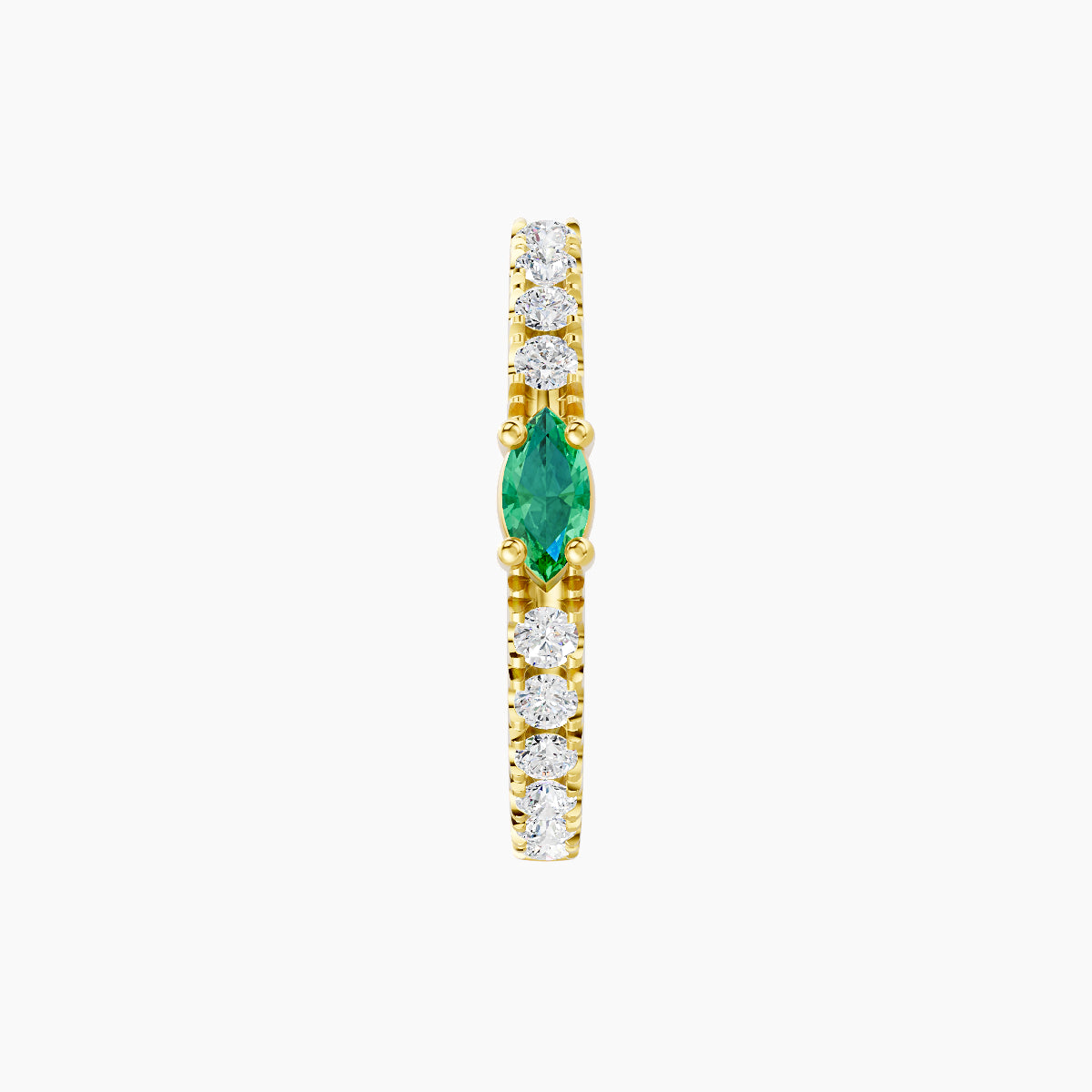 Inanna | 18k Yellow Gold 9.5 mm Marquise Emerald & Diamond Hoop Piercing
