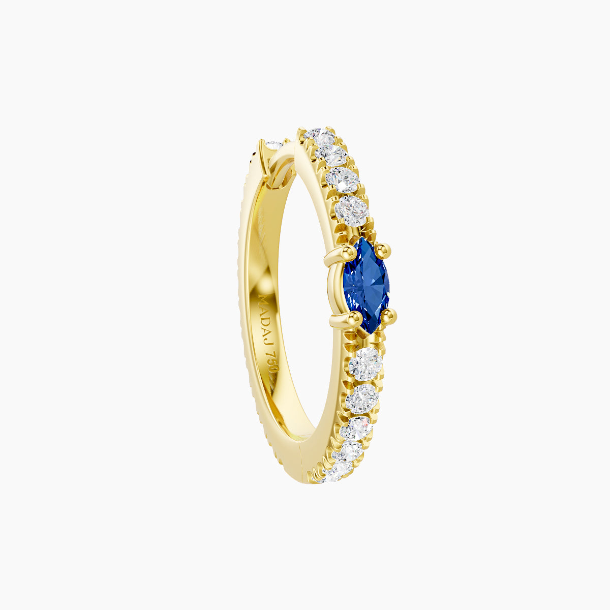 Inanna | 18k Yellow Gold 9.5 mm Marquise Sapphire & Diamond Hoop Piercing