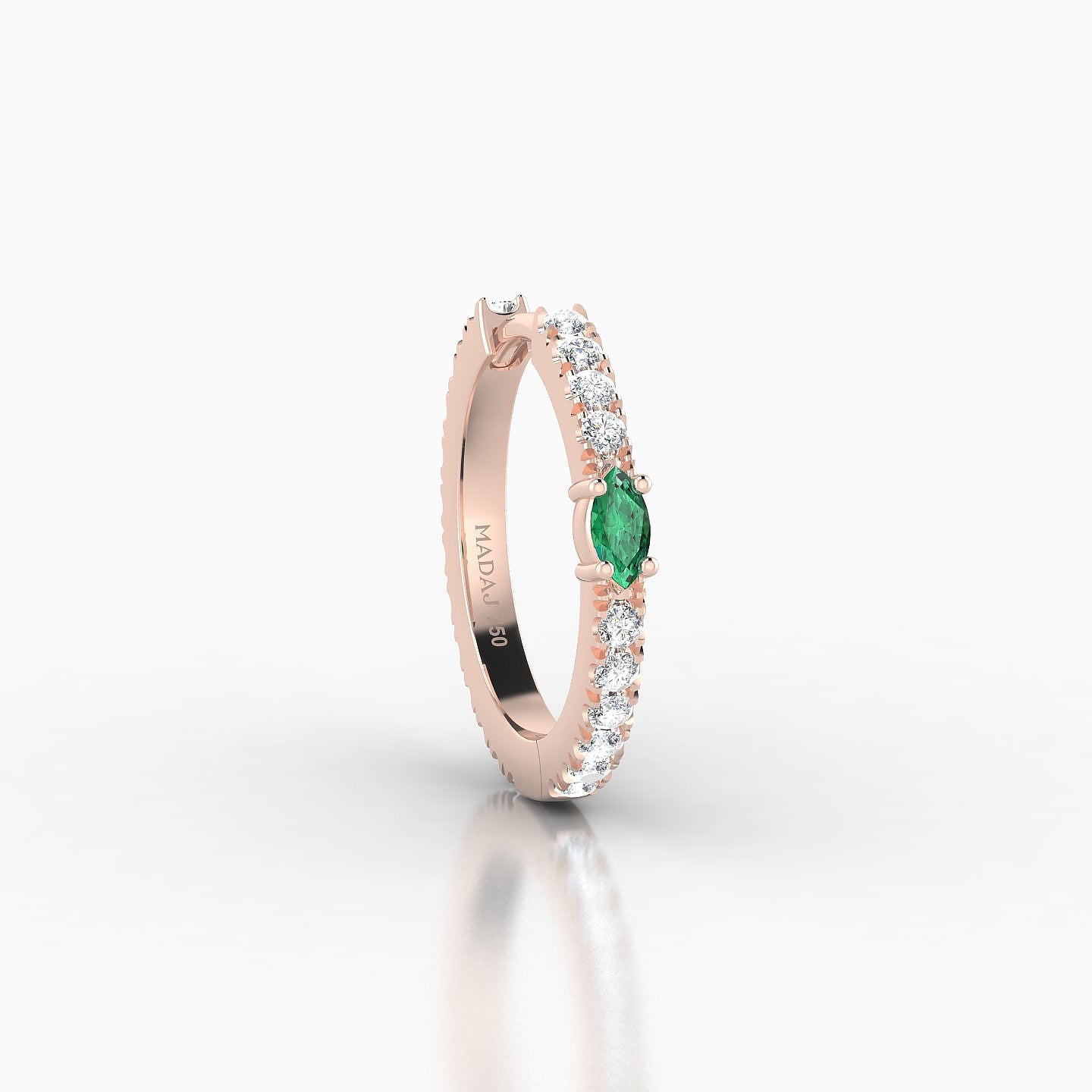 Inanna | 18k Rose Gold 9.5 mm Marquise Emerald & Diamond Hoop Piercing