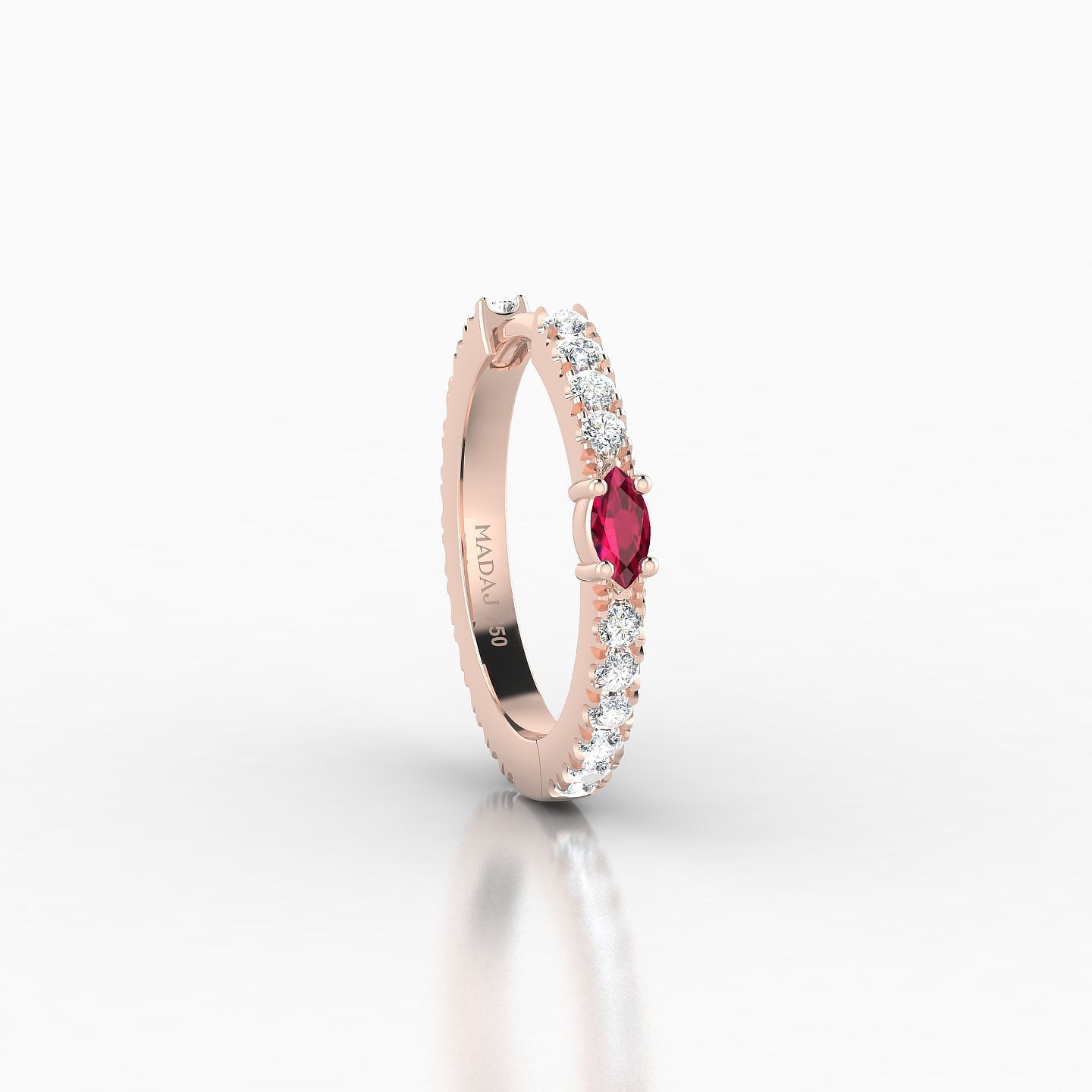 Inanna | 18k Rose Gold 9.5 mm Marquise Ruby & Diamond Hoop Piercing