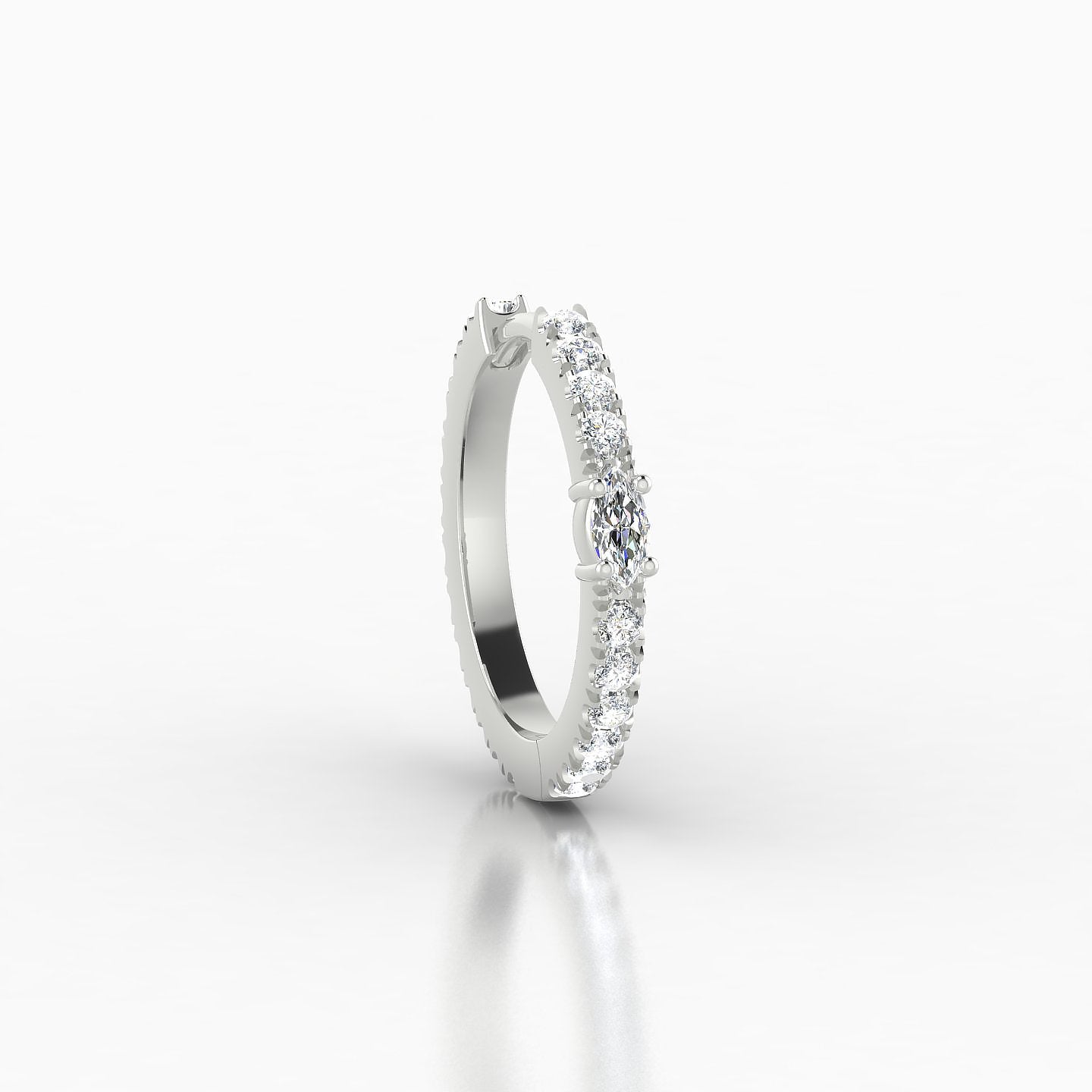 Inanna | 18k White Gold 9.5 mm Marquise Diamond Hoop Piercing