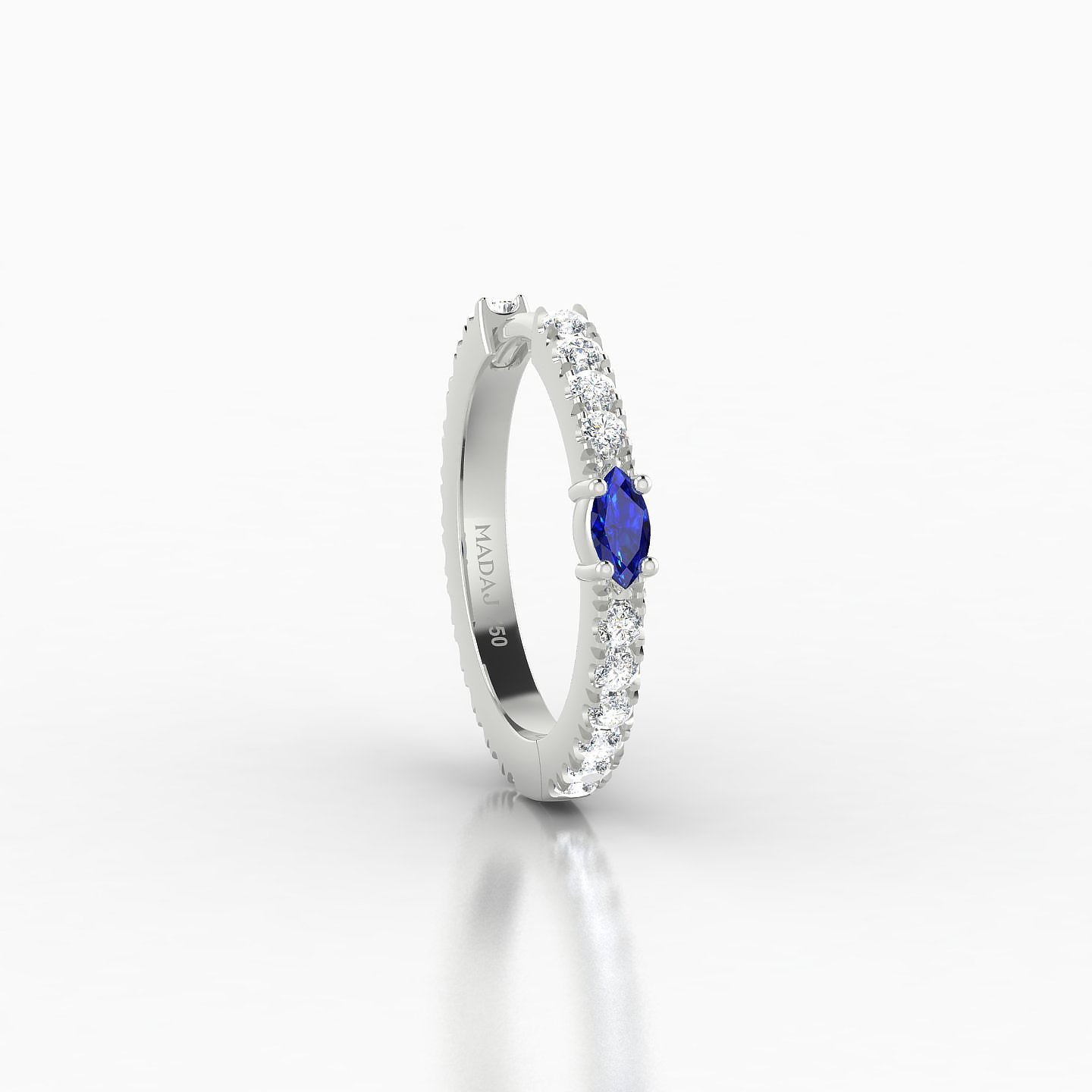 Inanna | 18k White Gold 9.5 mm Marquise Sapphire & Diamond Hoop Piercing