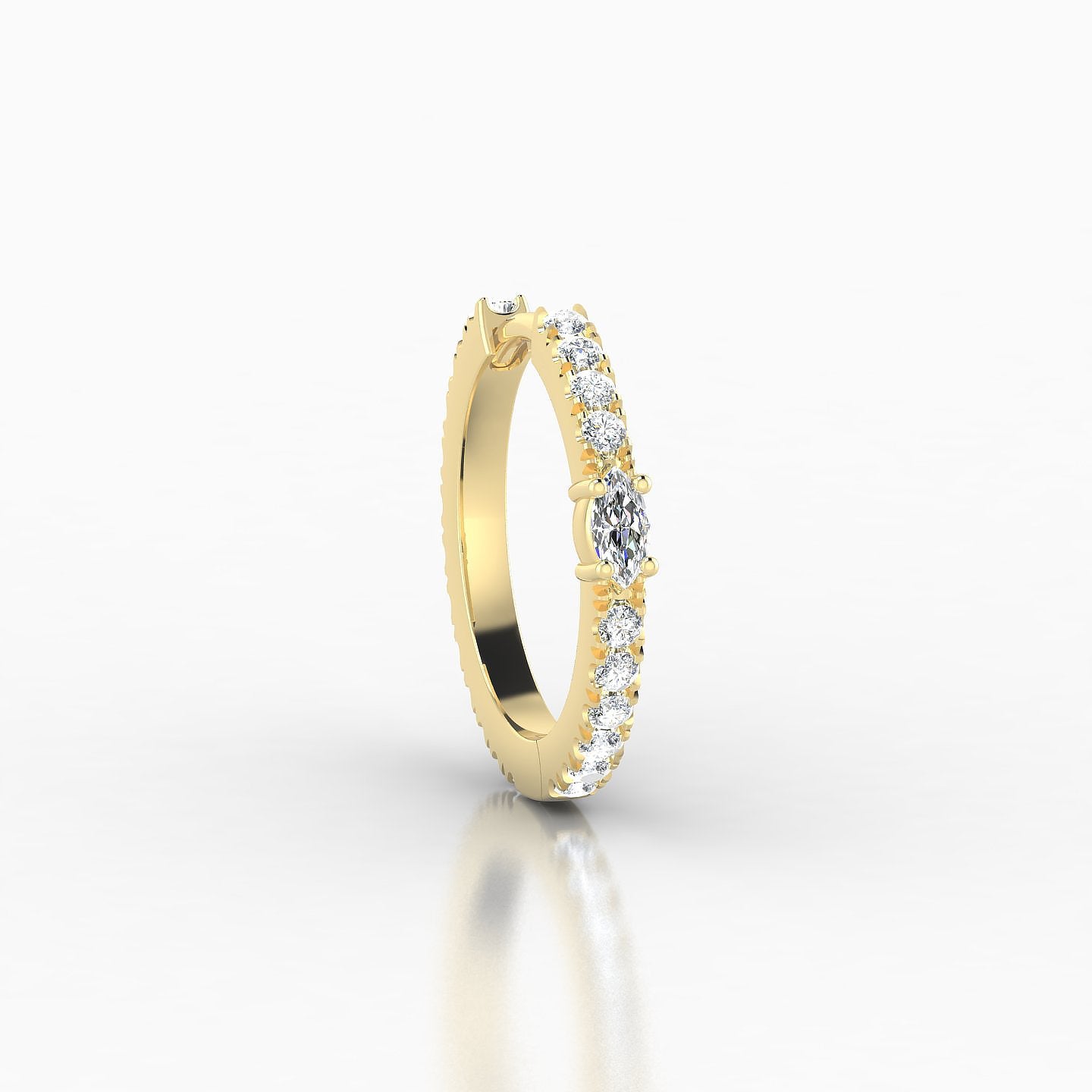 Inanna | 18k Yellow Gold 9.5 mm Marquise Diamond Hoop Piercing