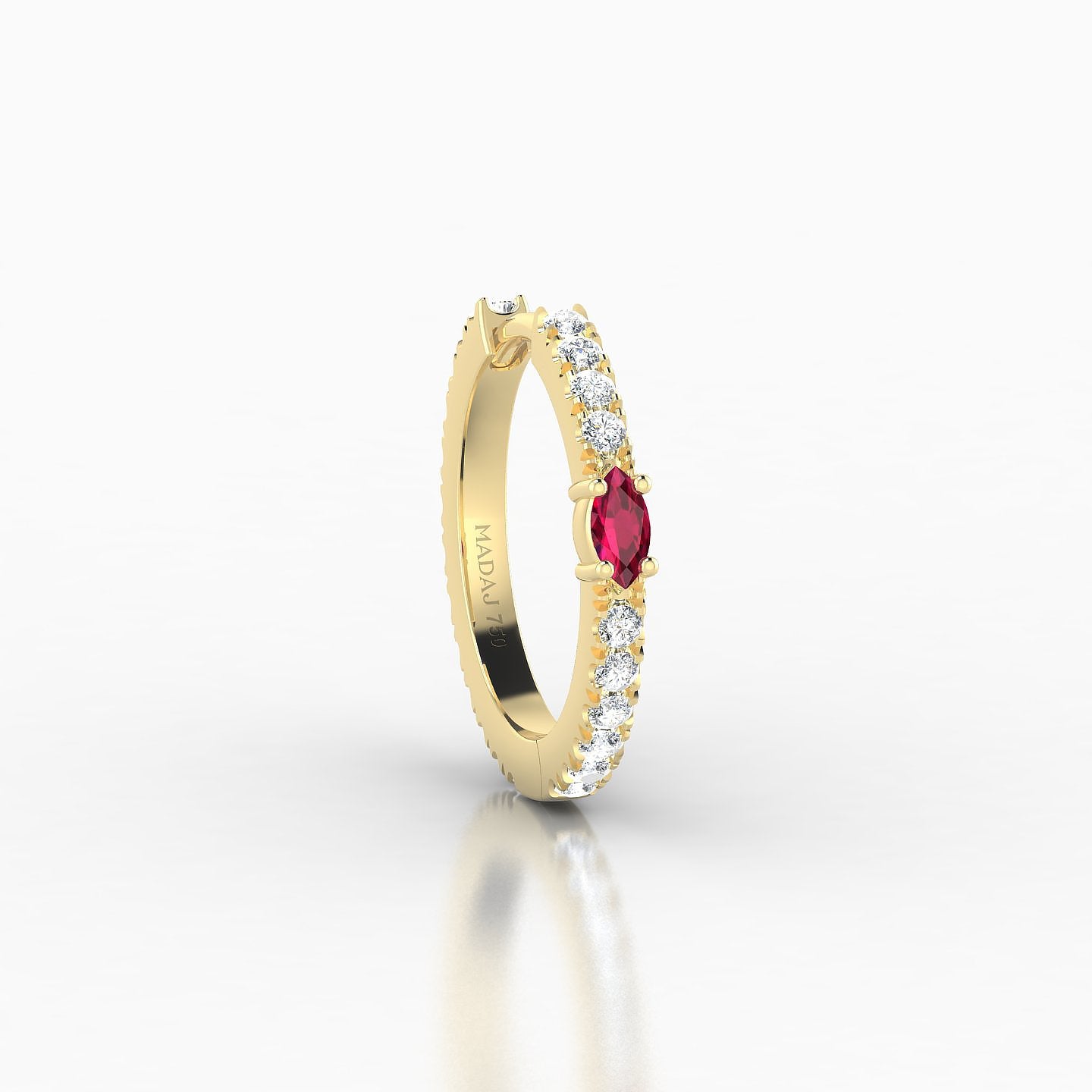 Inanna | 18k Yellow Gold 9.5 mm Marquise Ruby & Diamond Hoop Piercing