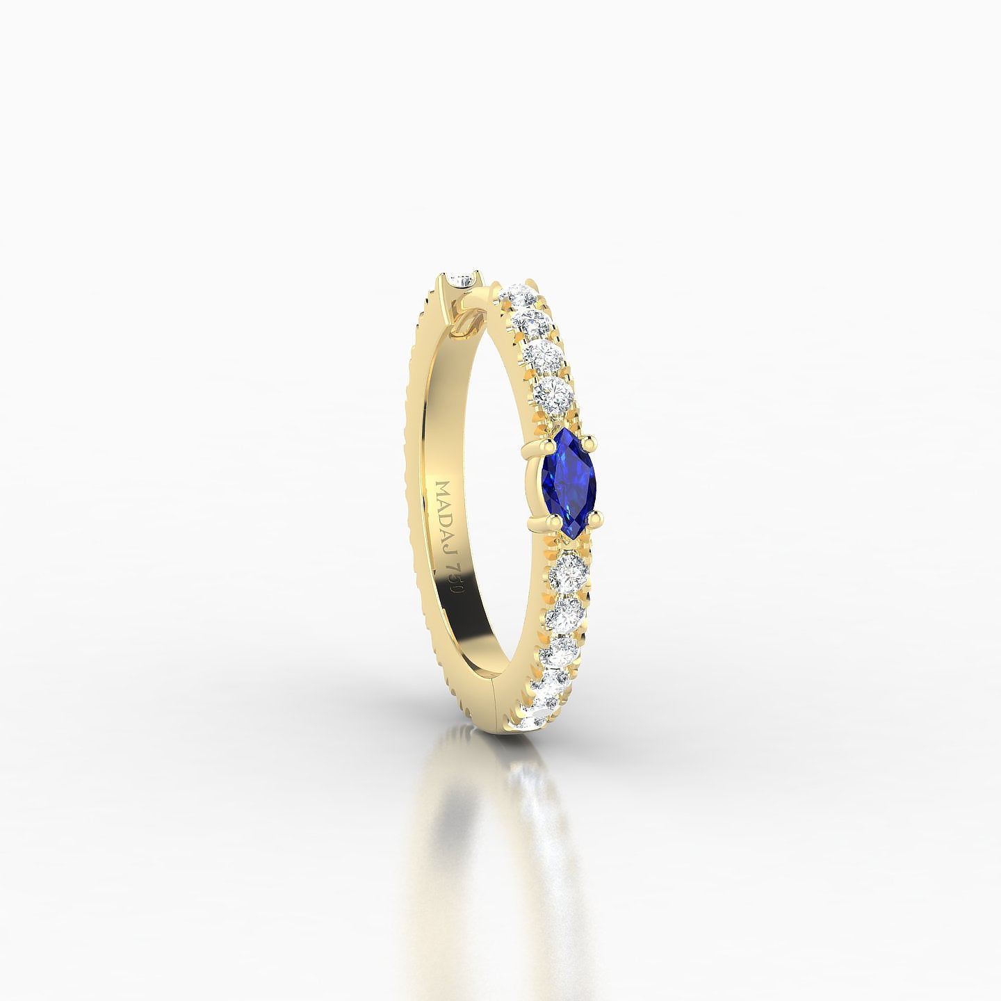 Inanna | 18k Yellow Gold 9.5 mm Marquise Sapphire & Diamond Hoop Piercing