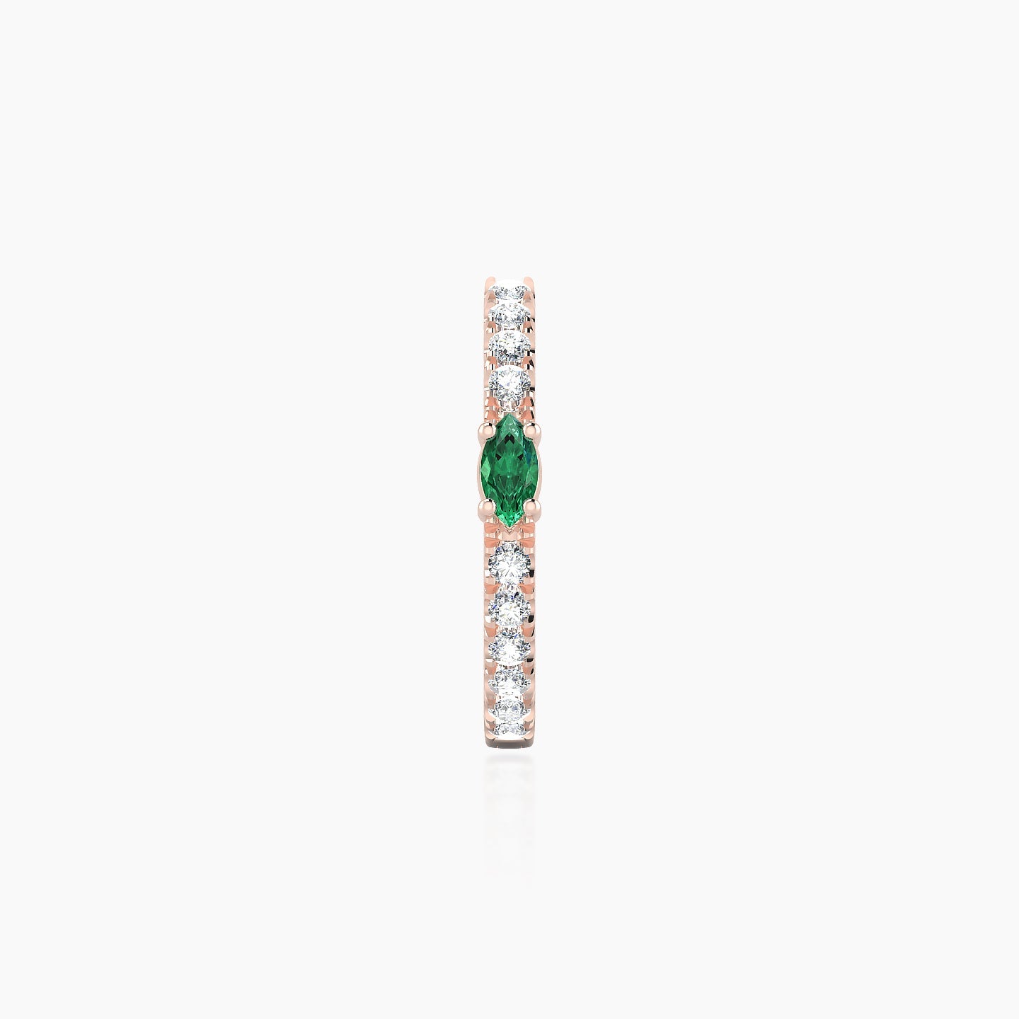 Inanna | 18k Rose Gold 9.5 mm Marquise Emerald & Diamond Hoop Piercing