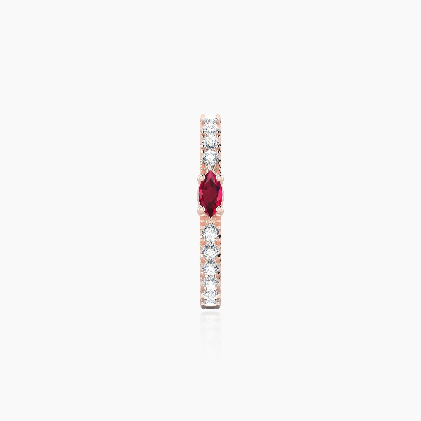 Inanna | 18k Rose Gold 9.5 mm Marquise Ruby & Diamond Hoop Piercing