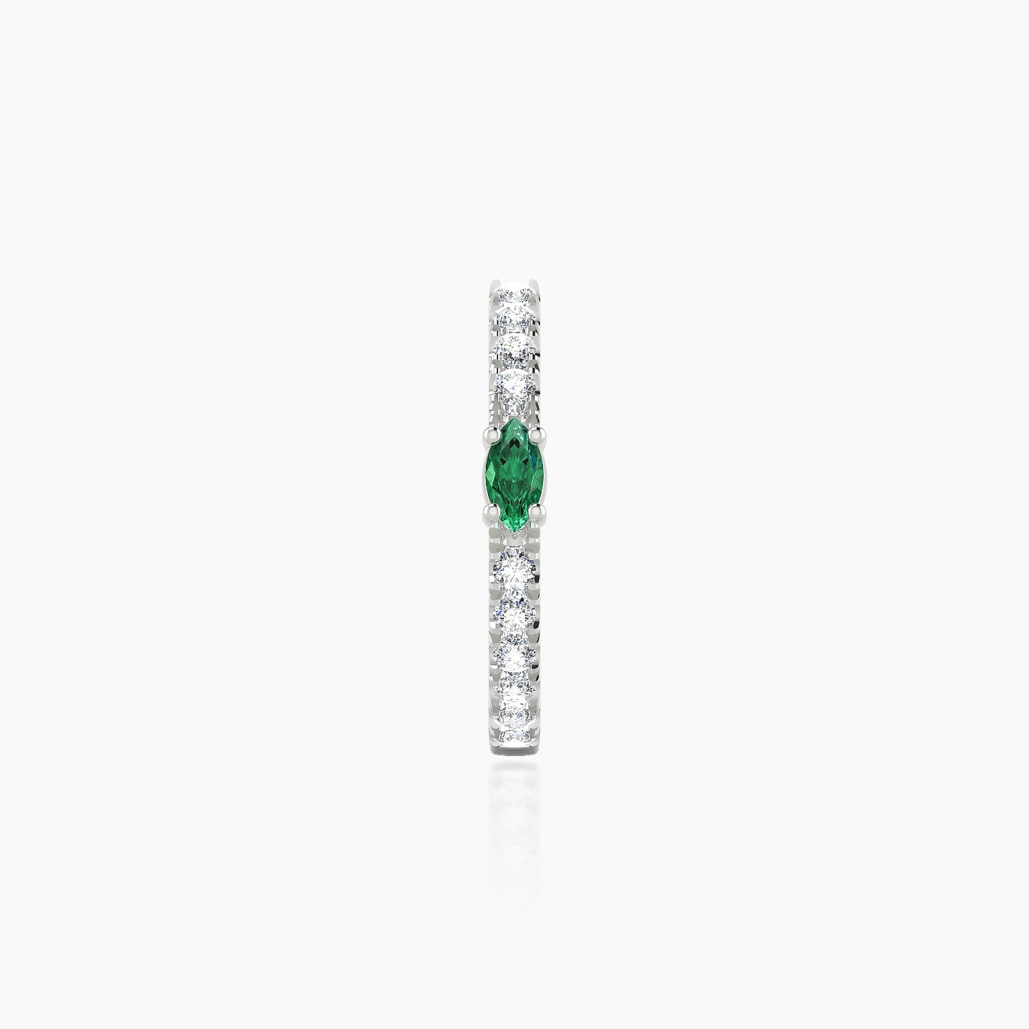 Inanna | 18k White Gold 9.5 mm Marquise Emerald & Diamond Hoop Piercing