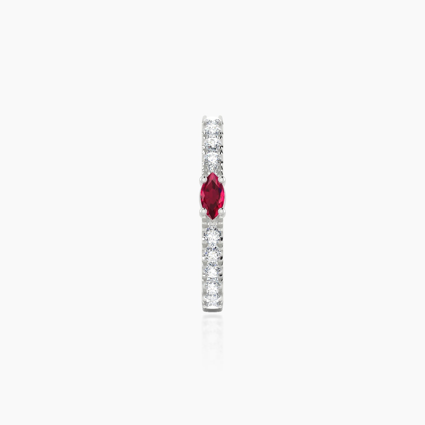 Inanna | 18k White Gold 9.5 mm Marquise Ruby & Diamond Hoop Piercing