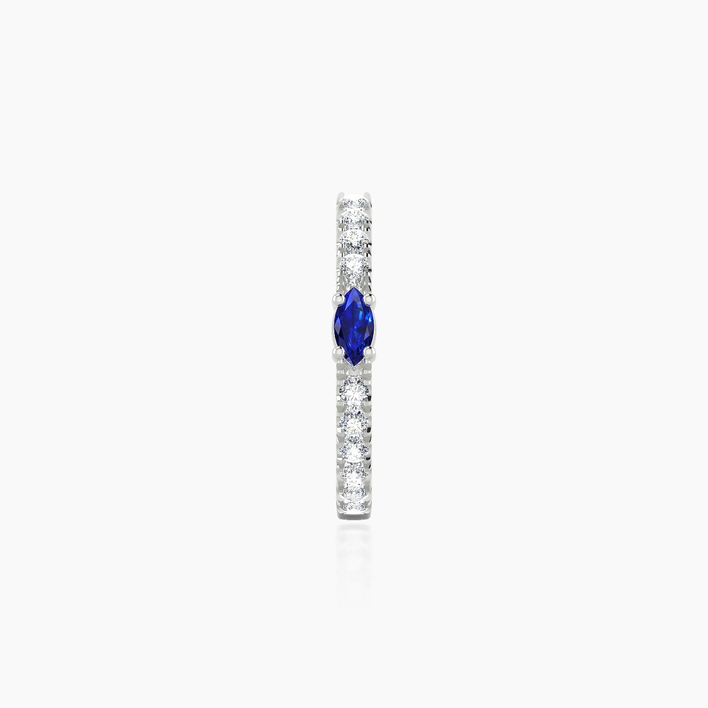 Inanna | 18k White Gold 9.5 mm Marquise Sapphire & Diamond Hoop Piercing