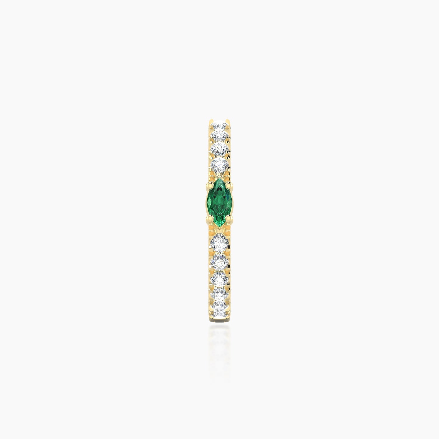 Inanna | 18k Yellow Gold 9.5 mm Marquise Emerald & Diamond Hoop Piercing