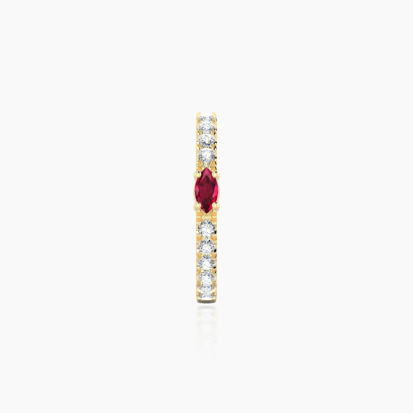 Inanna | 18k Yellow Gold 9.5 mm Marquise Ruby & Diamond Hoop Piercing