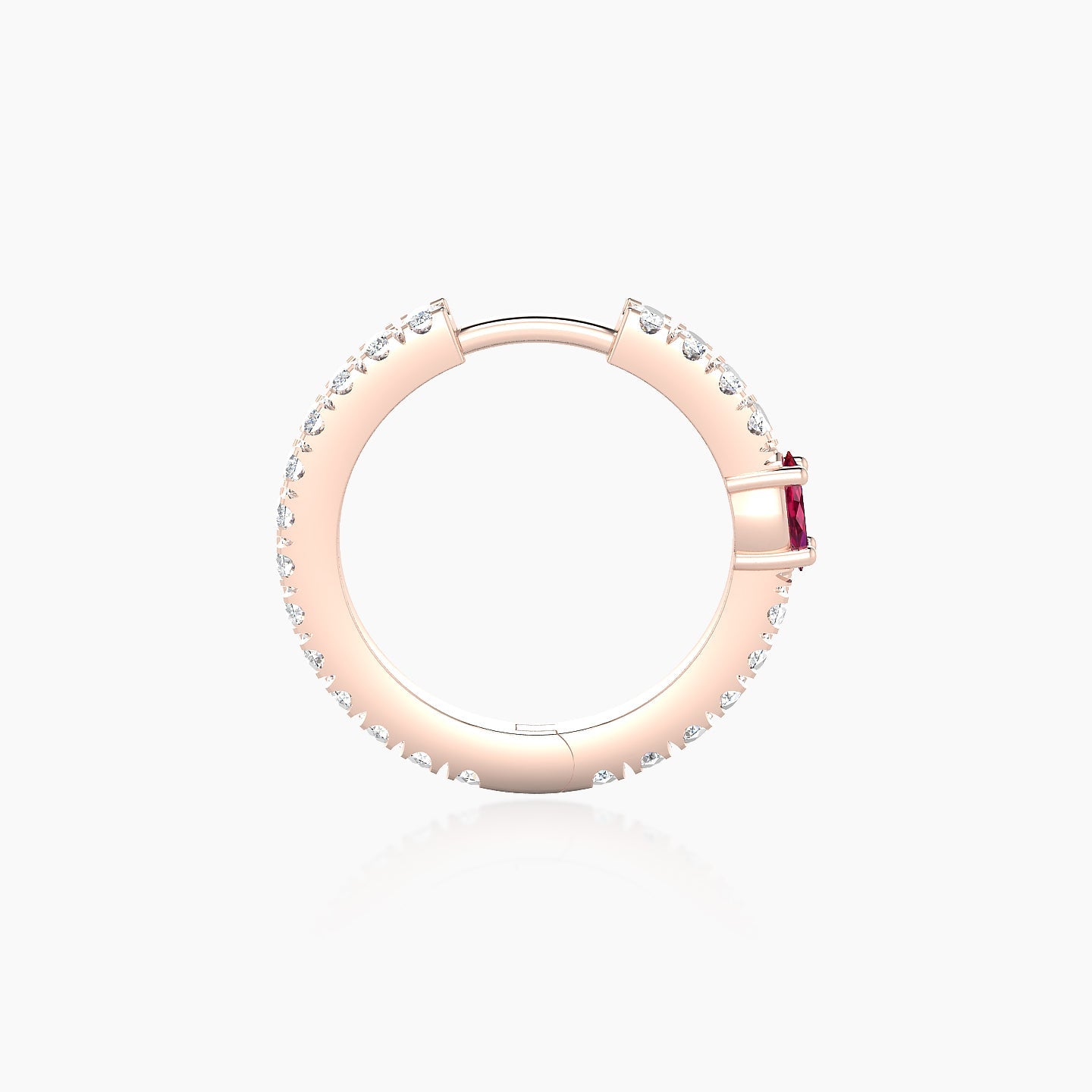 Inanna | 18k Rose Gold 9.5 mm Marquise Ruby & Diamond Hoop Piercing