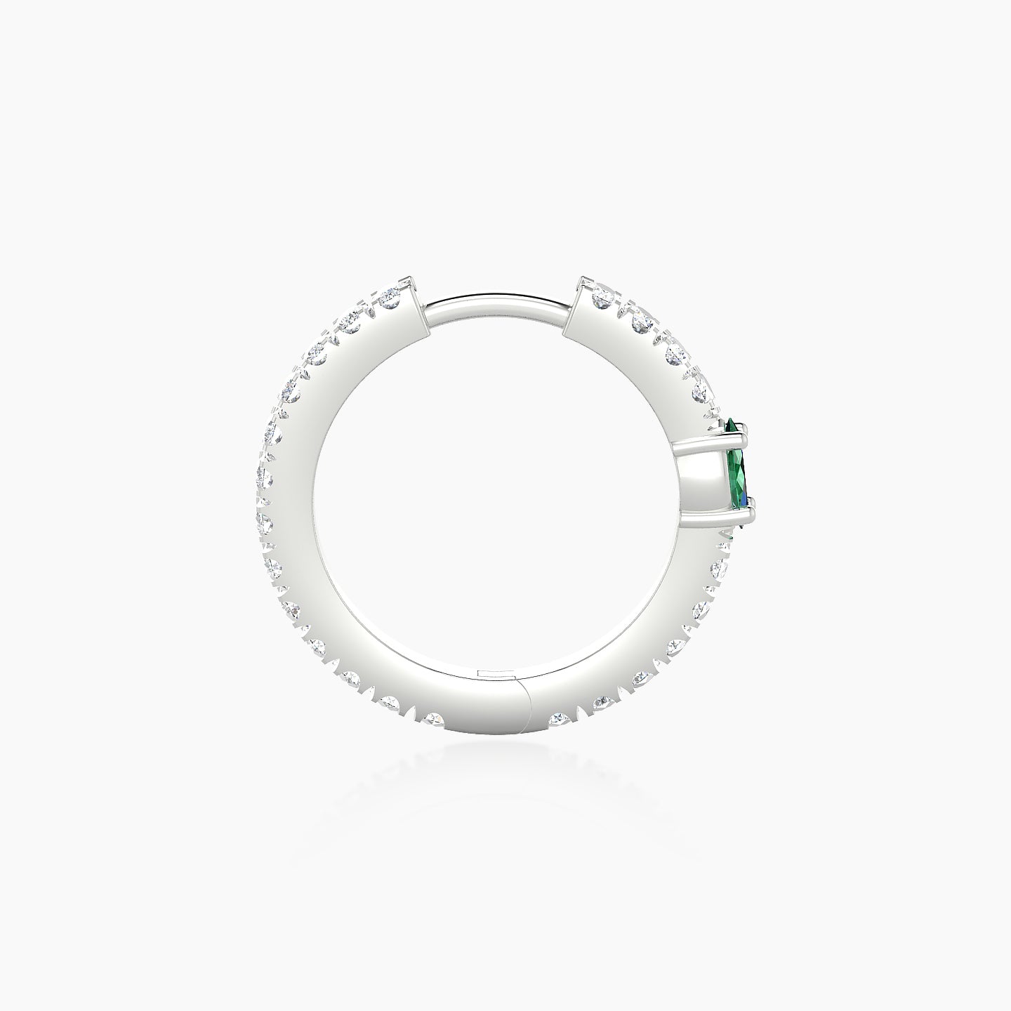 Inanna | 18k White Gold 9.5 mm Marquise Emerald & Diamond Hoop Piercing