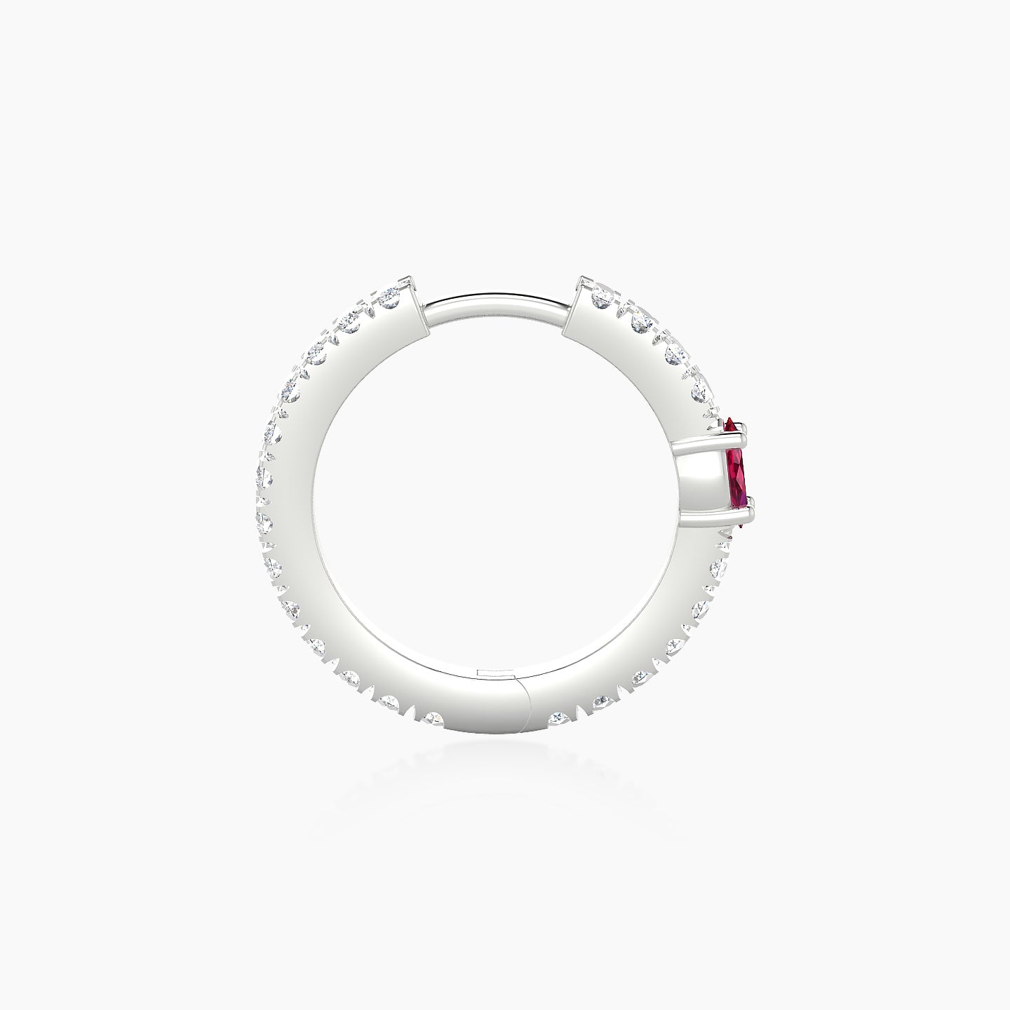 Inanna | 18k White Gold 9.5 mm Marquise Ruby & Diamond Hoop Piercing