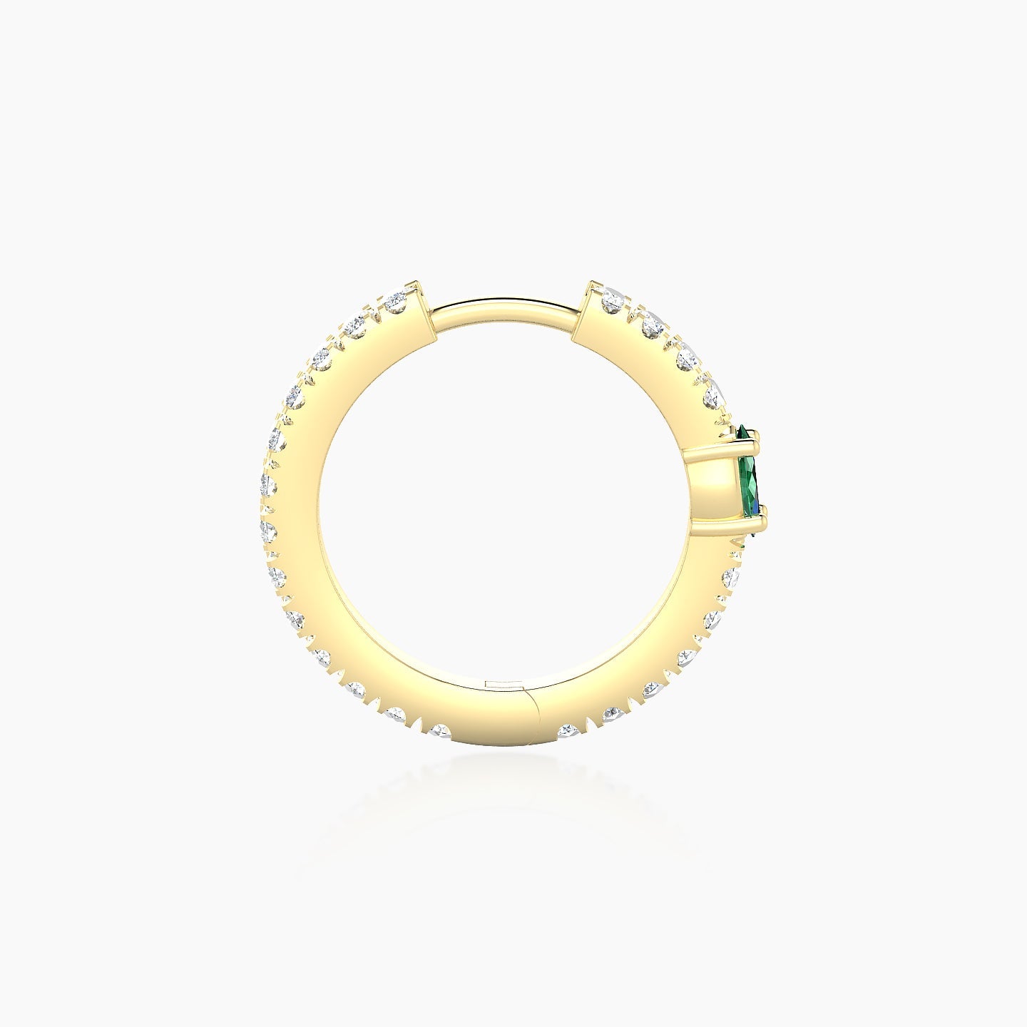 Inanna | 18k Yellow Gold 9.5 mm Marquise Emerald & Diamond Hoop Piercing