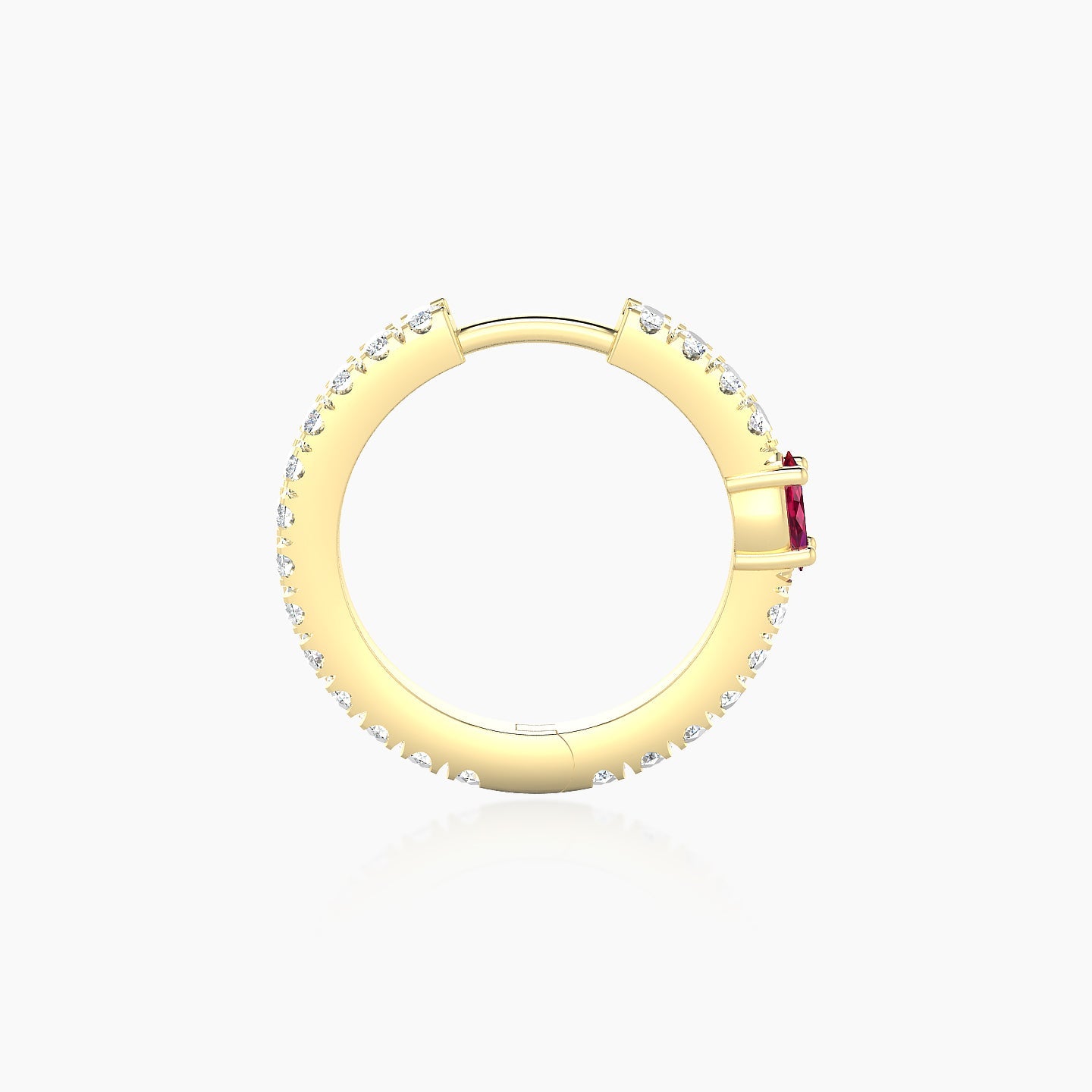 Inanna | 18k Yellow Gold 9.5 mm Marquise Ruby & Diamond Hoop Piercing