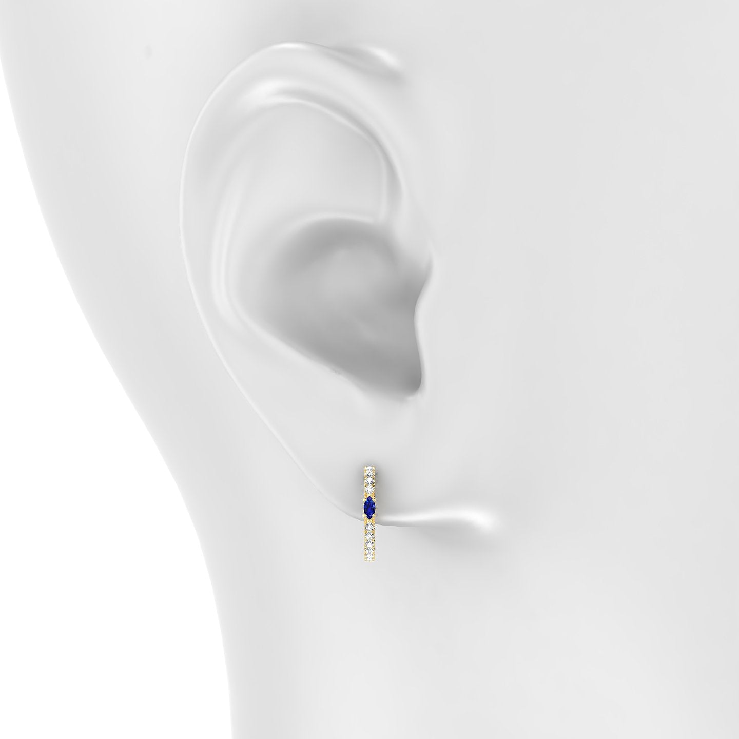 Inanna | 18k Yellow Gold 9.5 mm Marquise Sapphire & Diamond Hoop Piercing