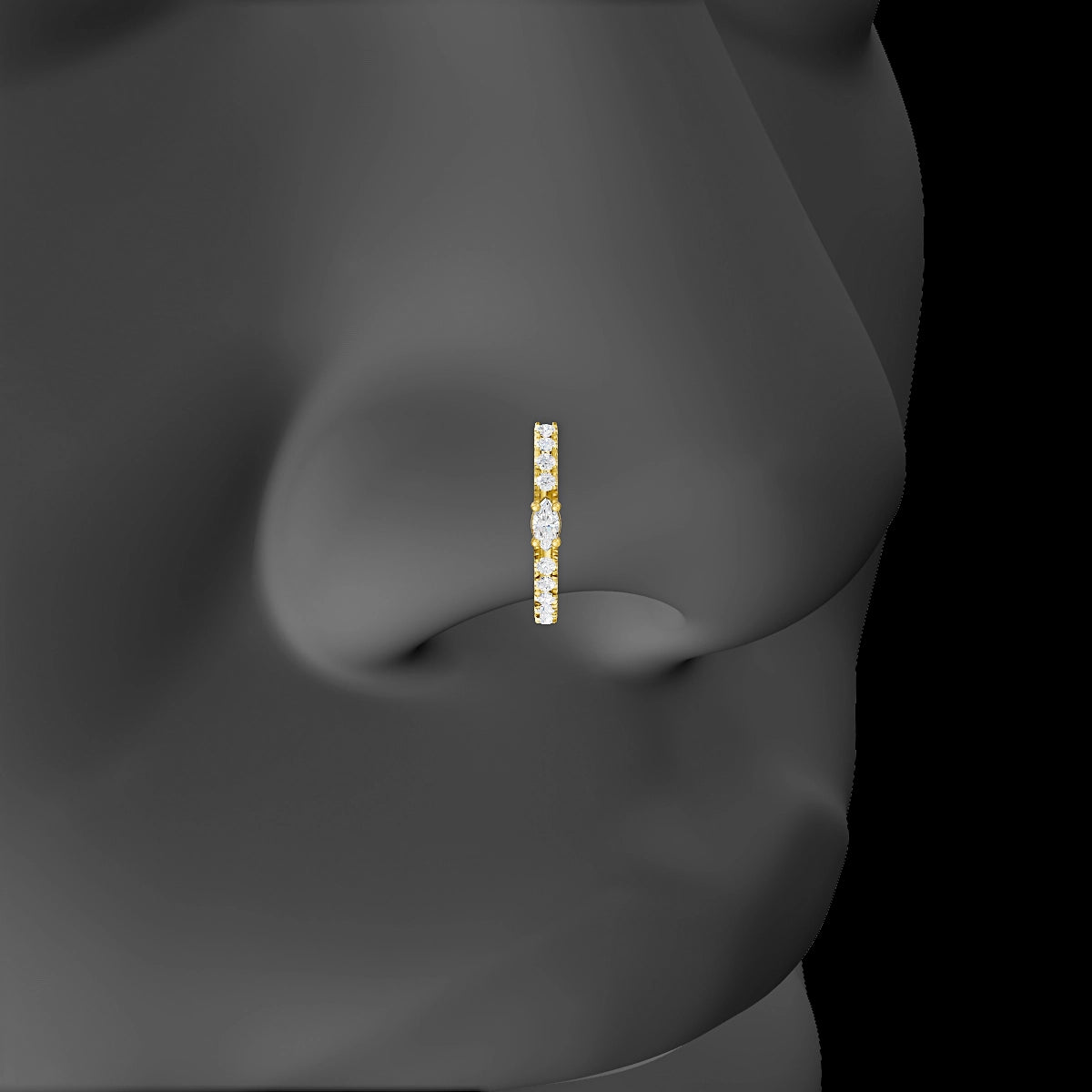 Inanna | 18k Yellow Gold 9.5 mm Marquise Diamond Nose Ring Piercing