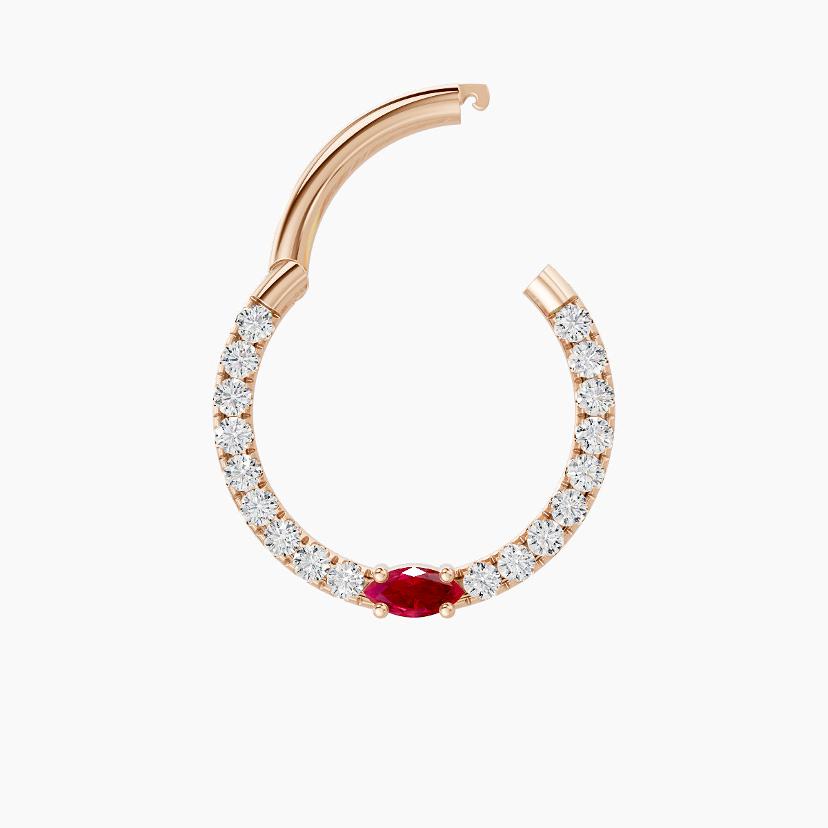 Inanna | 18k Rose Gold 9.5 mm Marquise Ruby & Diamond Septum Piercing